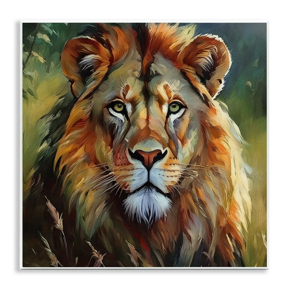 Stupell Industries Painterly Lion Portrait Animals Painting Unframed Art Print Wall Art, 12 x 12