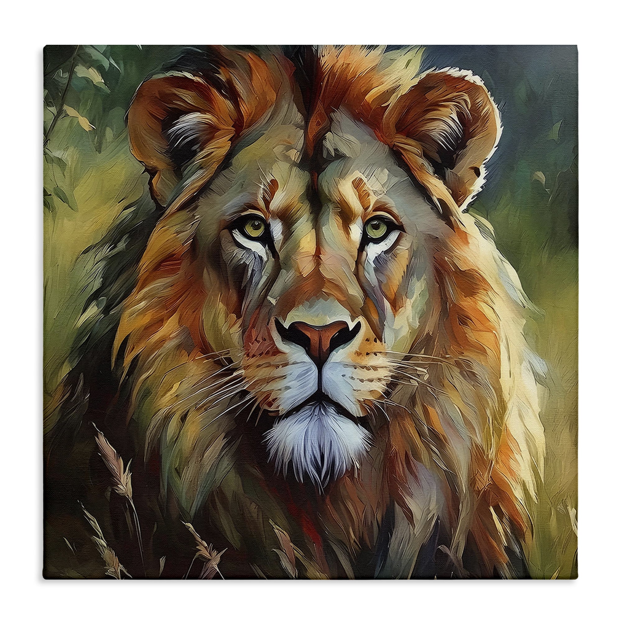 Stupell Industries Painterly Lion Portrait Animals Painting Wrapped Canvas Art Print Wall Art, 17 x 17