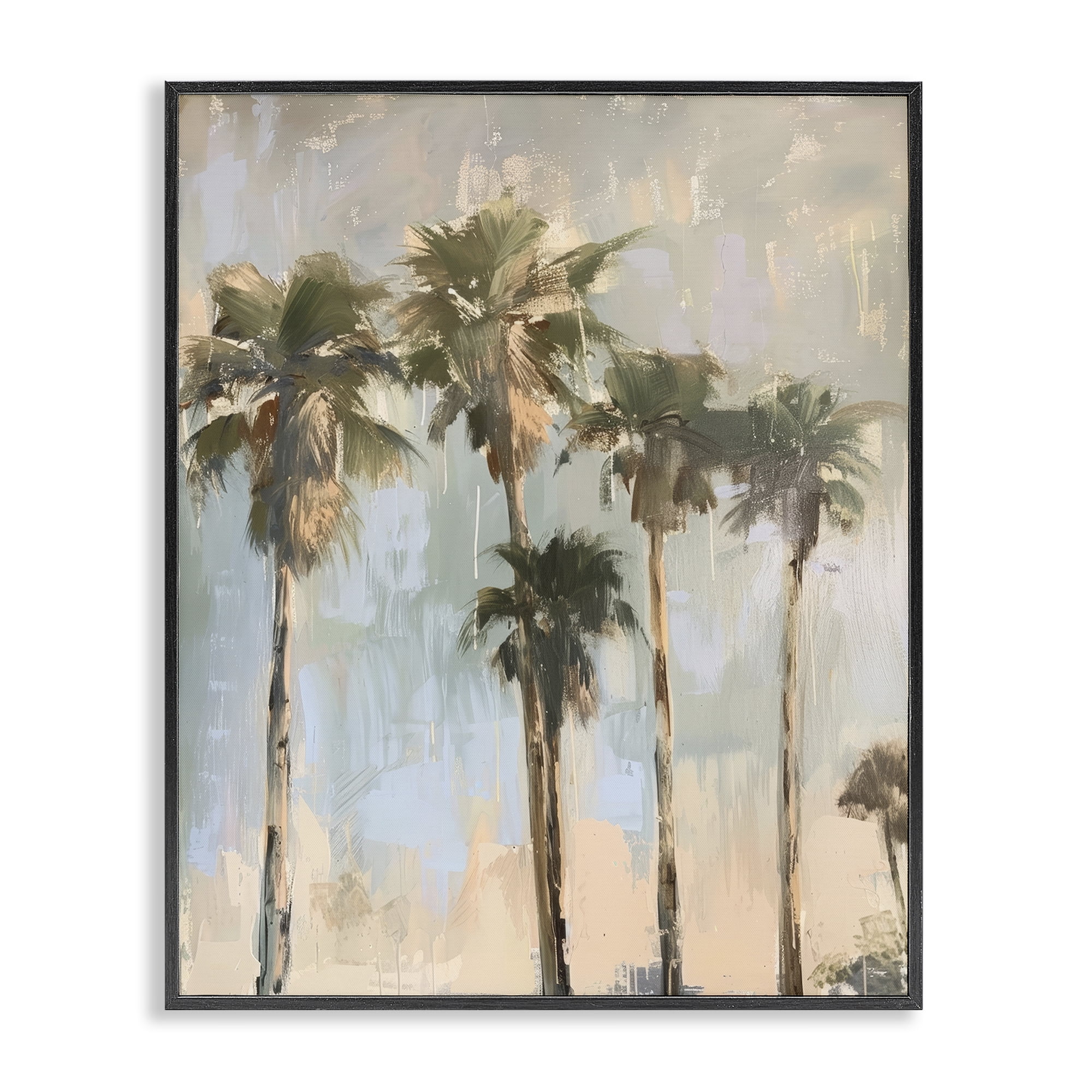 Stupell Industries Painterly Palm Trees Landscape & Nature Painting Black Framed Art Print Wall Art, 16 x 20