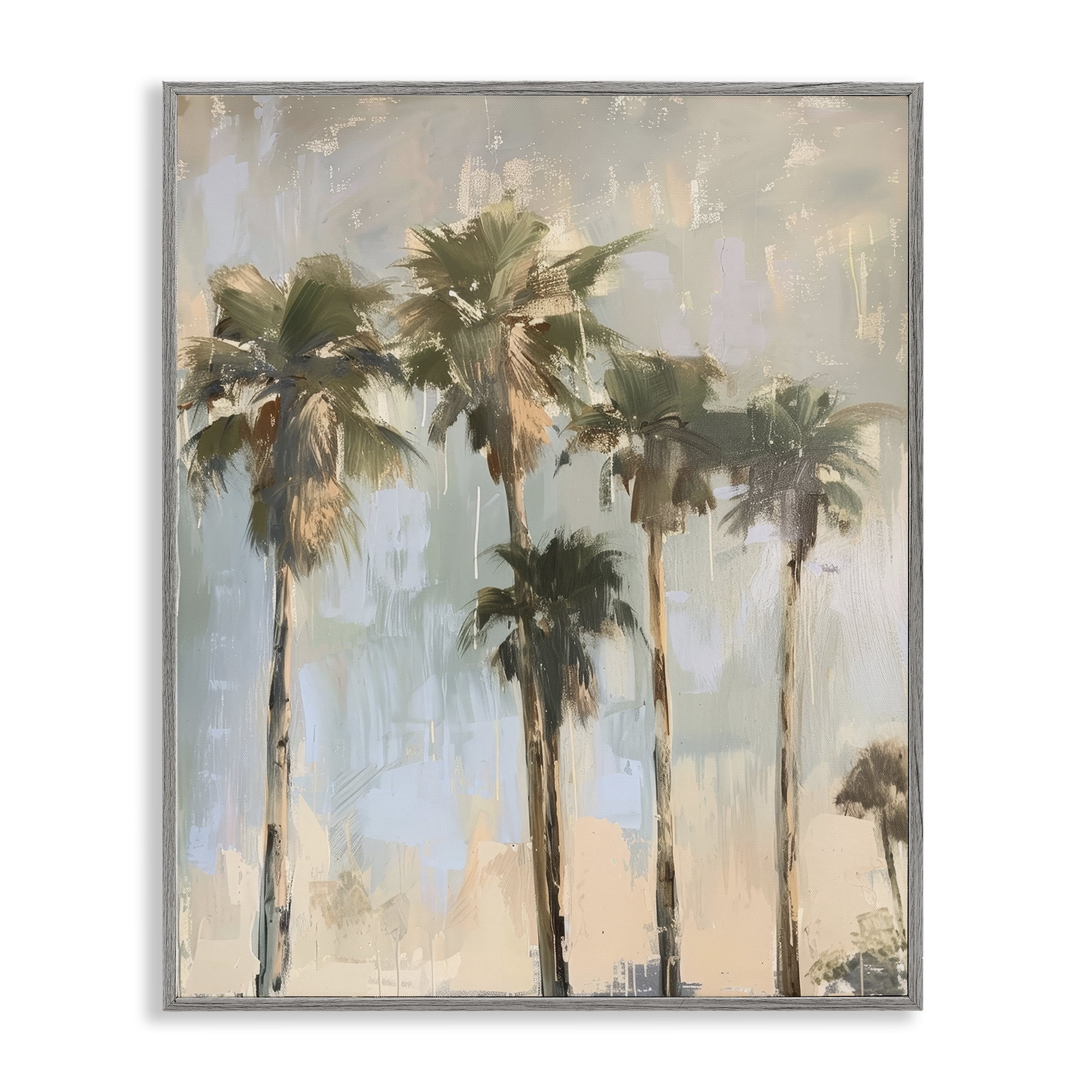 Stupell Industries Painterly Palm Trees Landscape & Nature Painting Gray Framed Art Print Wall Art, 24 x 30