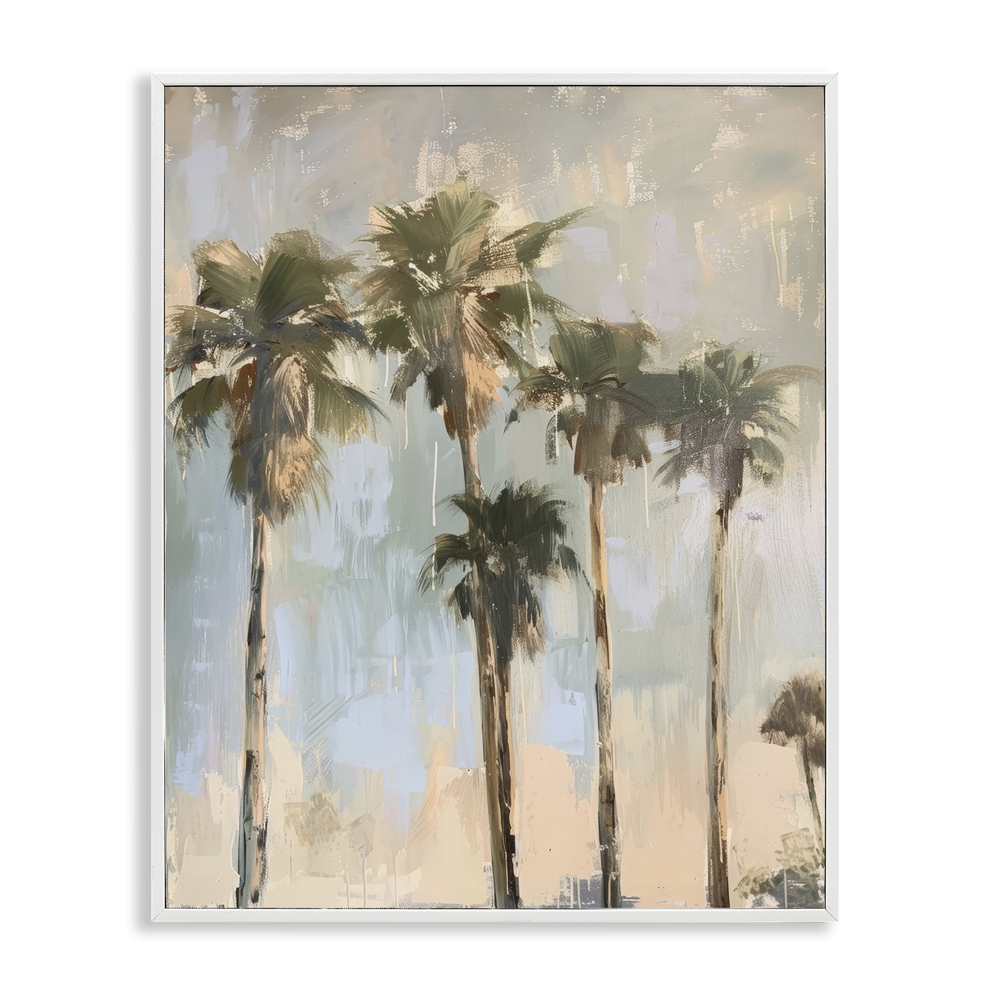 Stupell Industries Painterly Palm Trees Landscape & Nature Painting White Framed Art Print Wall Art, 24 x 30