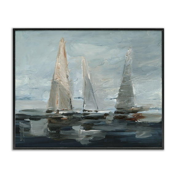 Stupell Industries Painterly Sailboat Trio Transportation Painting Black Framed Art Print Wall Art, 14 x 11