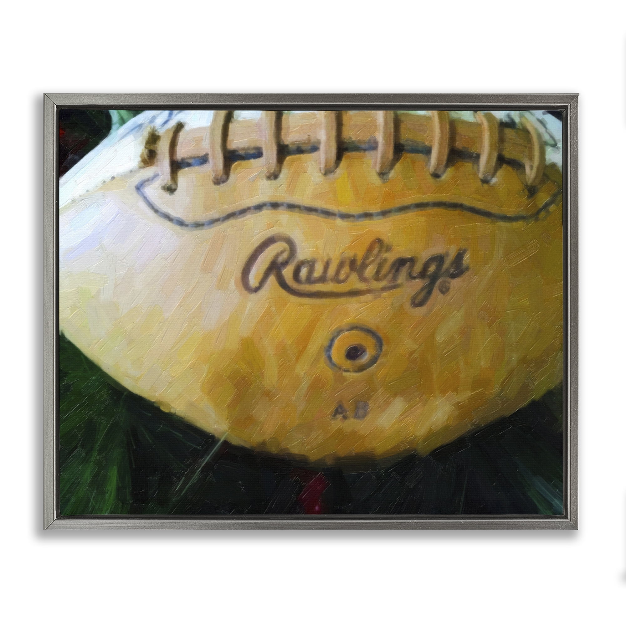 Stupell Industries Painterly Team Football Sports Painting Gray Floater Framed Canvas Art Print Wall Art, 31 x 25