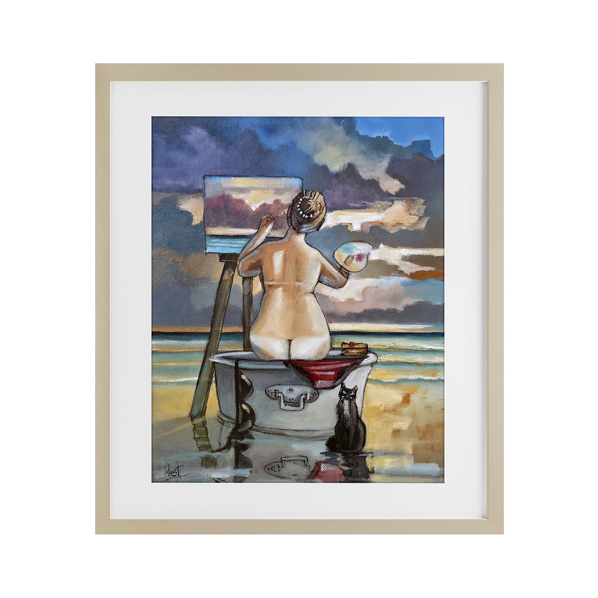 Stupell Industries Painting Up A Storm Birch Framed Print Under Glass, design by Ronald West