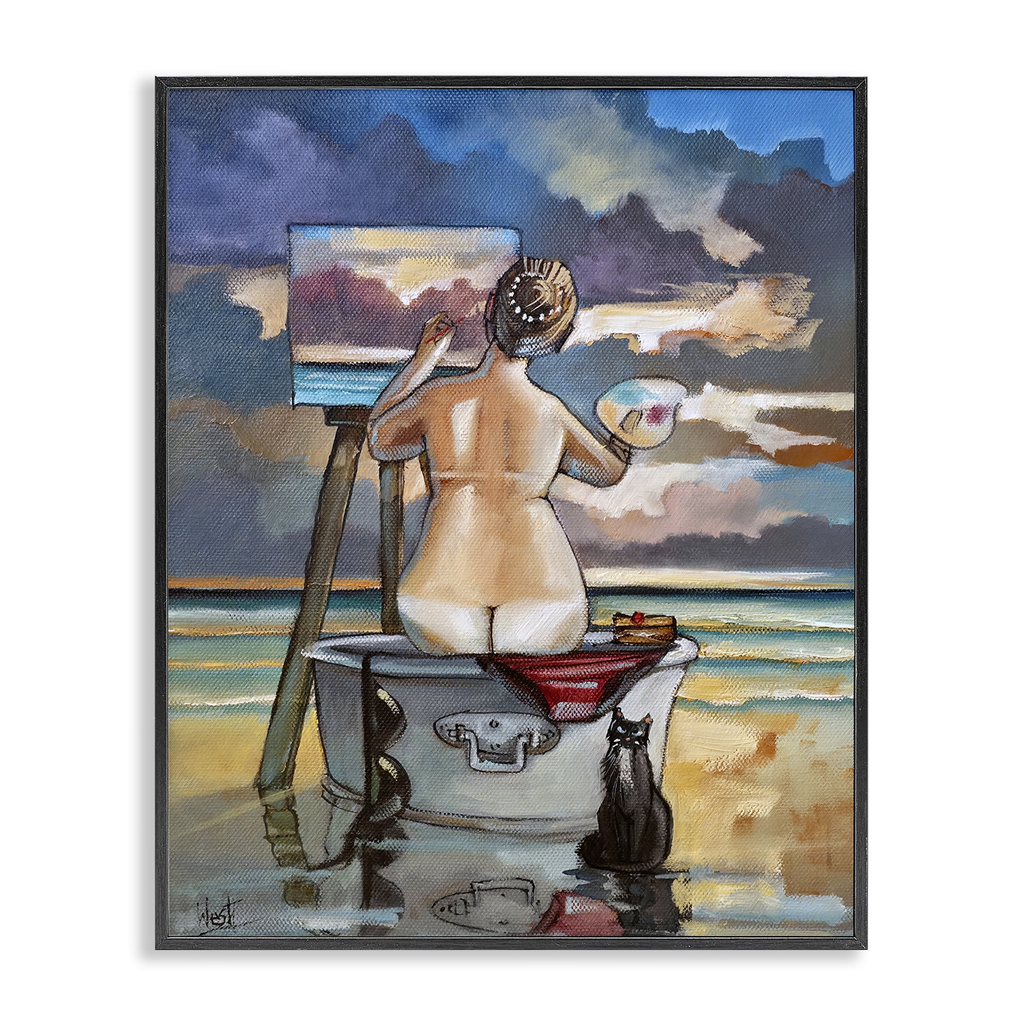 Stupell Industries Painting Up A Storm Black Framed Giclee Art, design by Ronald West