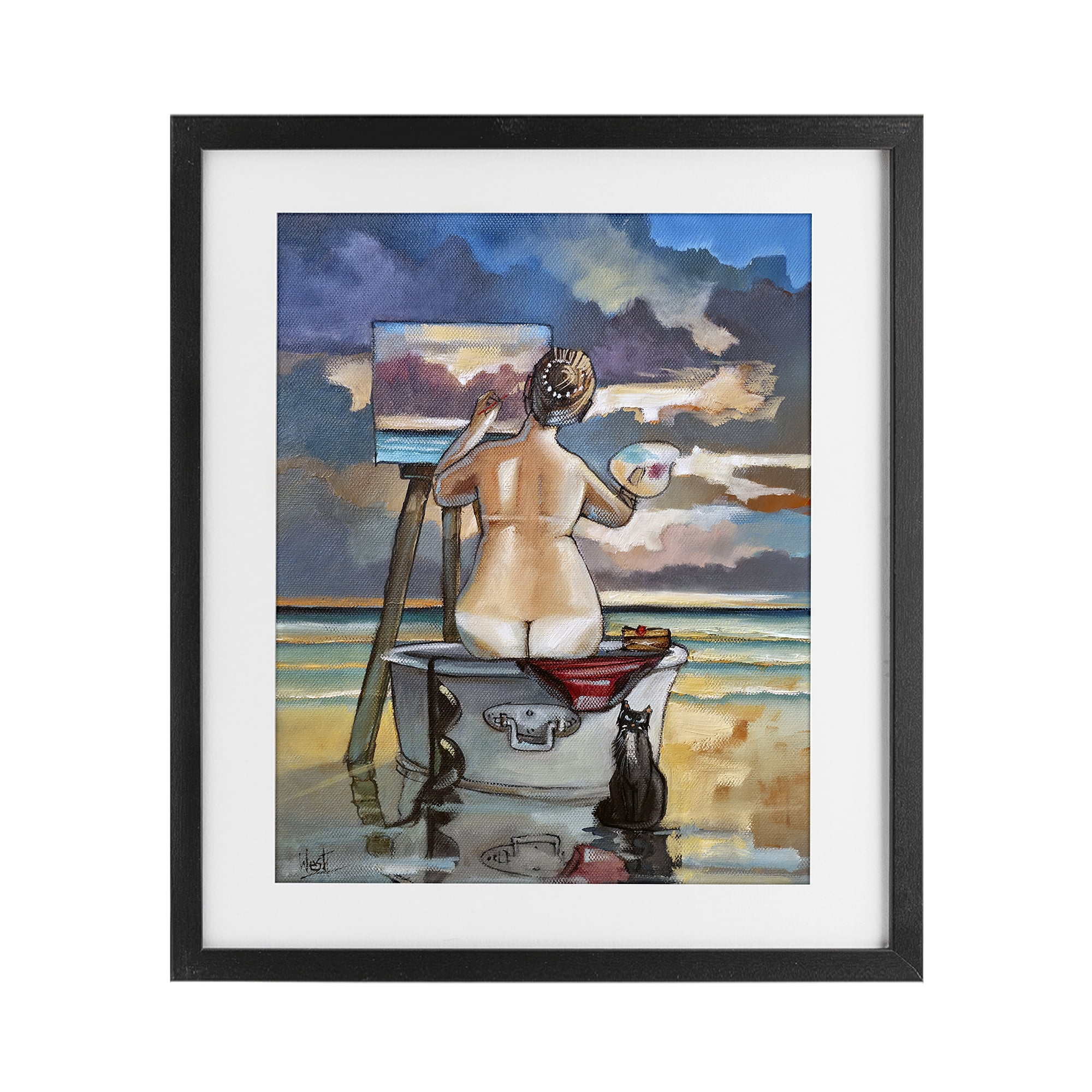 Stupell Industries Painting Up A Storm Black Framed Print Under Glass, design by Ronald West