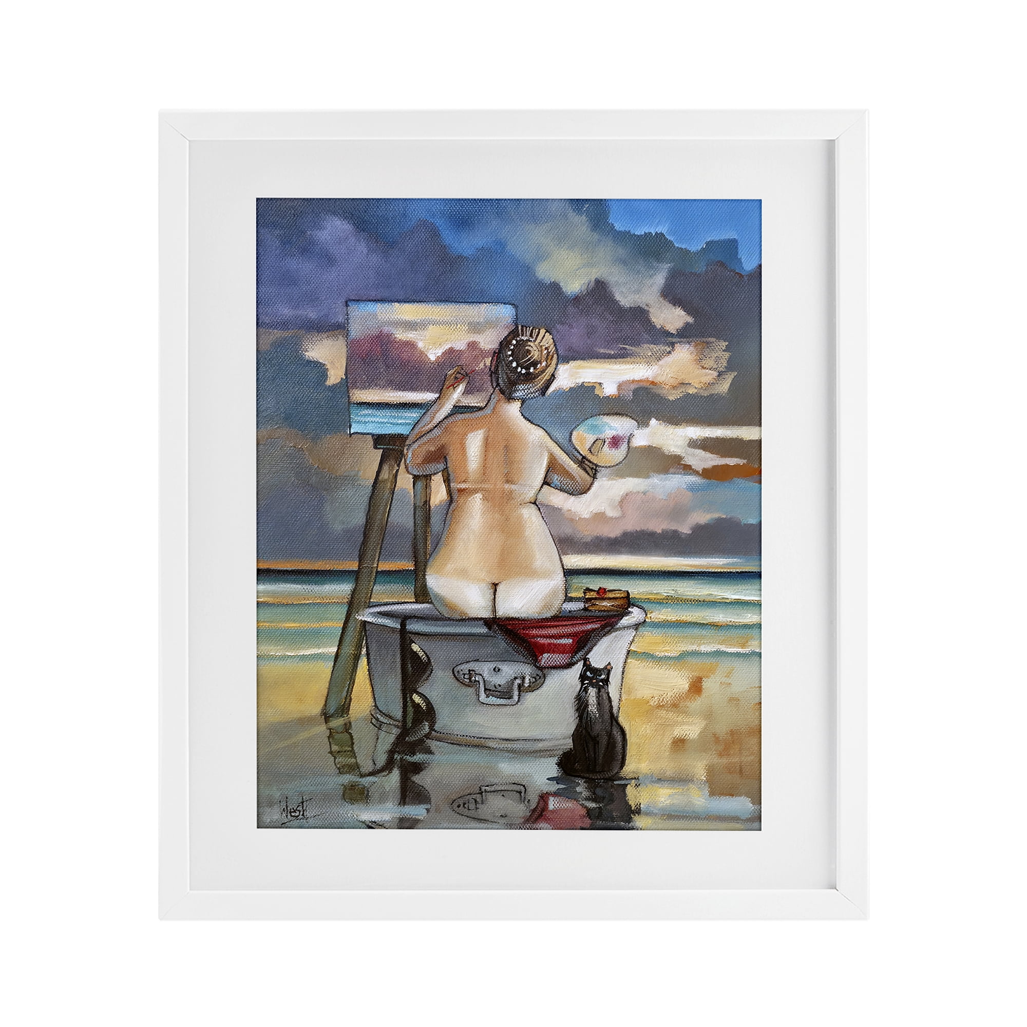 Stupell Industries Painting Up A Storm White Framed Print Under Glass, design by Ronald West