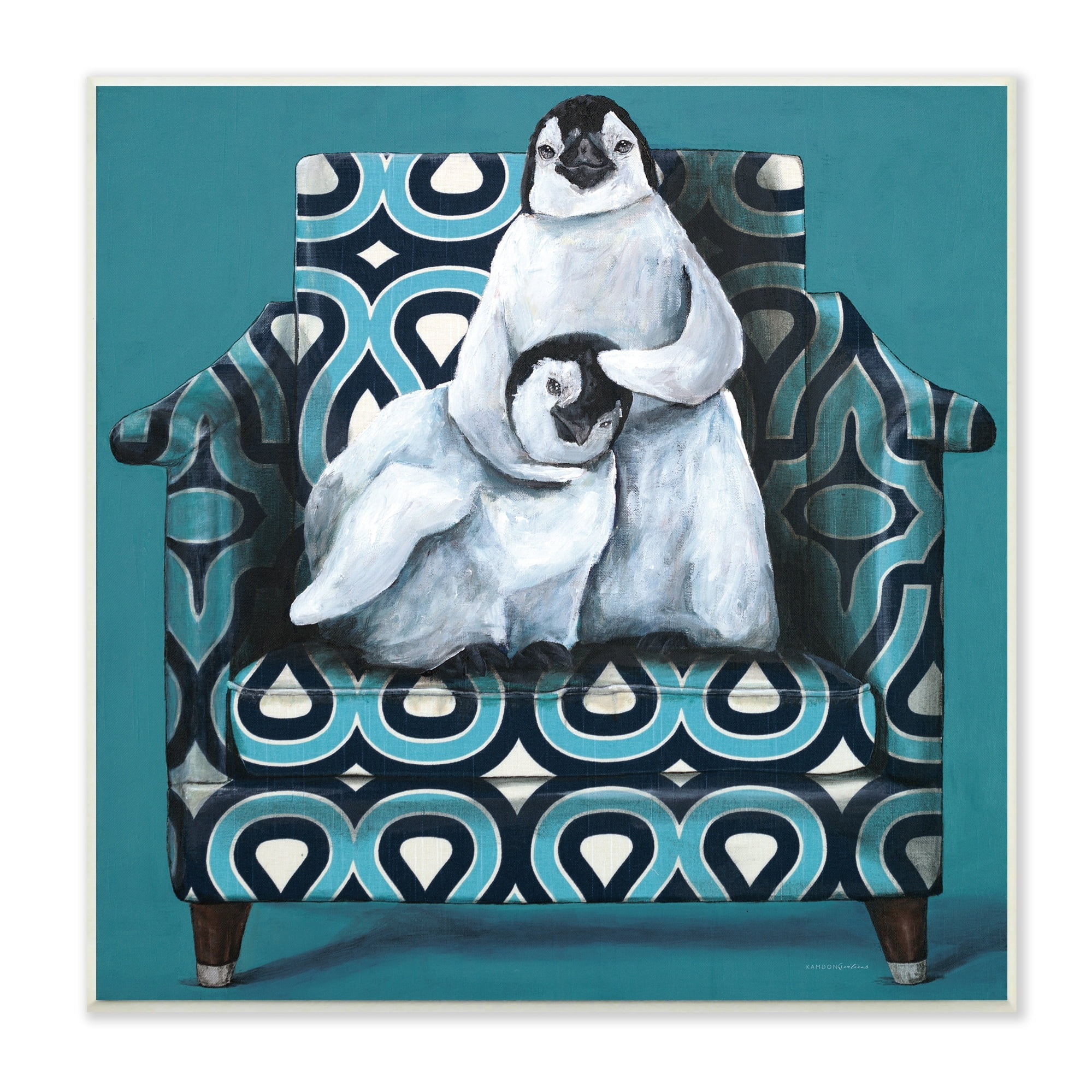 Stupell Industries Pair Penguins Relaxing Head Pat Patterned Sofa Chair Graphic Art Unframed Art Print Wall Art, Design by Kamdon Kreations