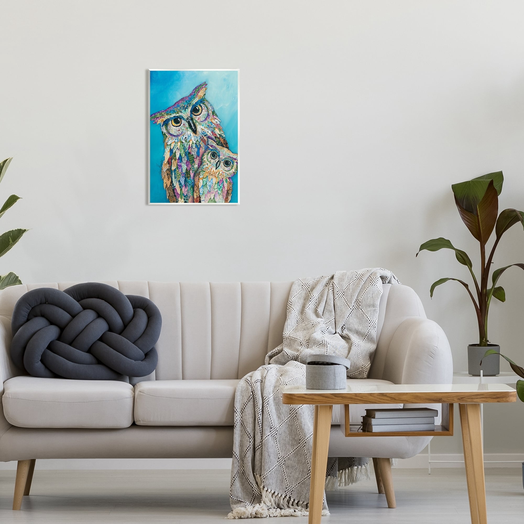 Stupell Industries Pair Wise Owls Varied Patterns Painting Collage Painting Unframed Art Print Wall Art, Design by Lisa Morales