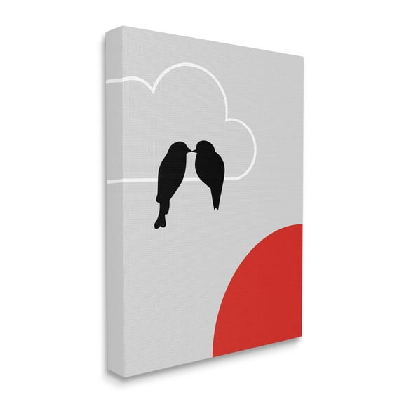 Stupell Industries Pair of Birds Kissing at Sunset Modern Cloud Animals & Insects Painting Gallery Wrapped Canvas Print Wall Art, 16 x 20