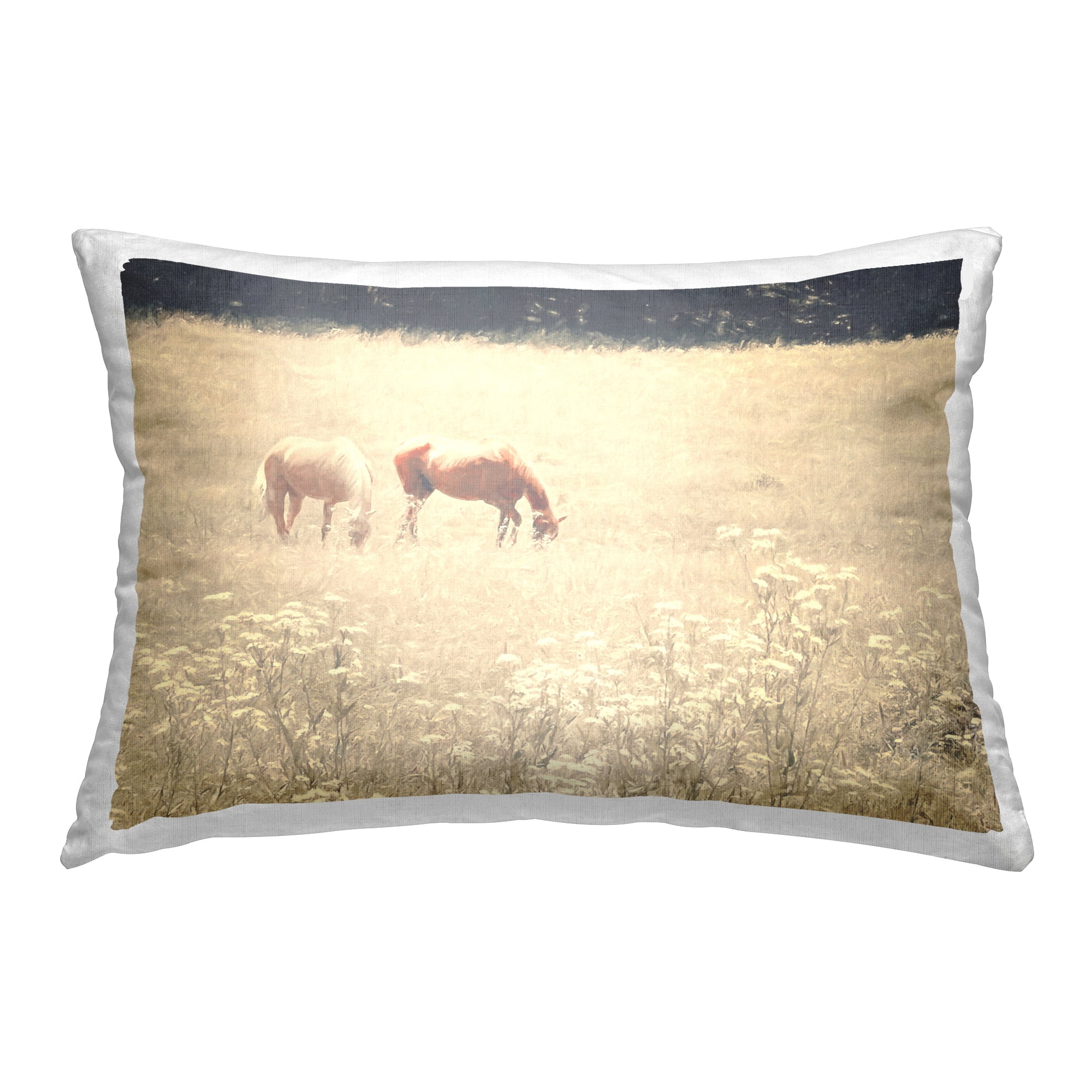 Stupell Industries Pair of Horses Grazing Decorative Printed Throw Pillow Design by Graffitee Studios.
