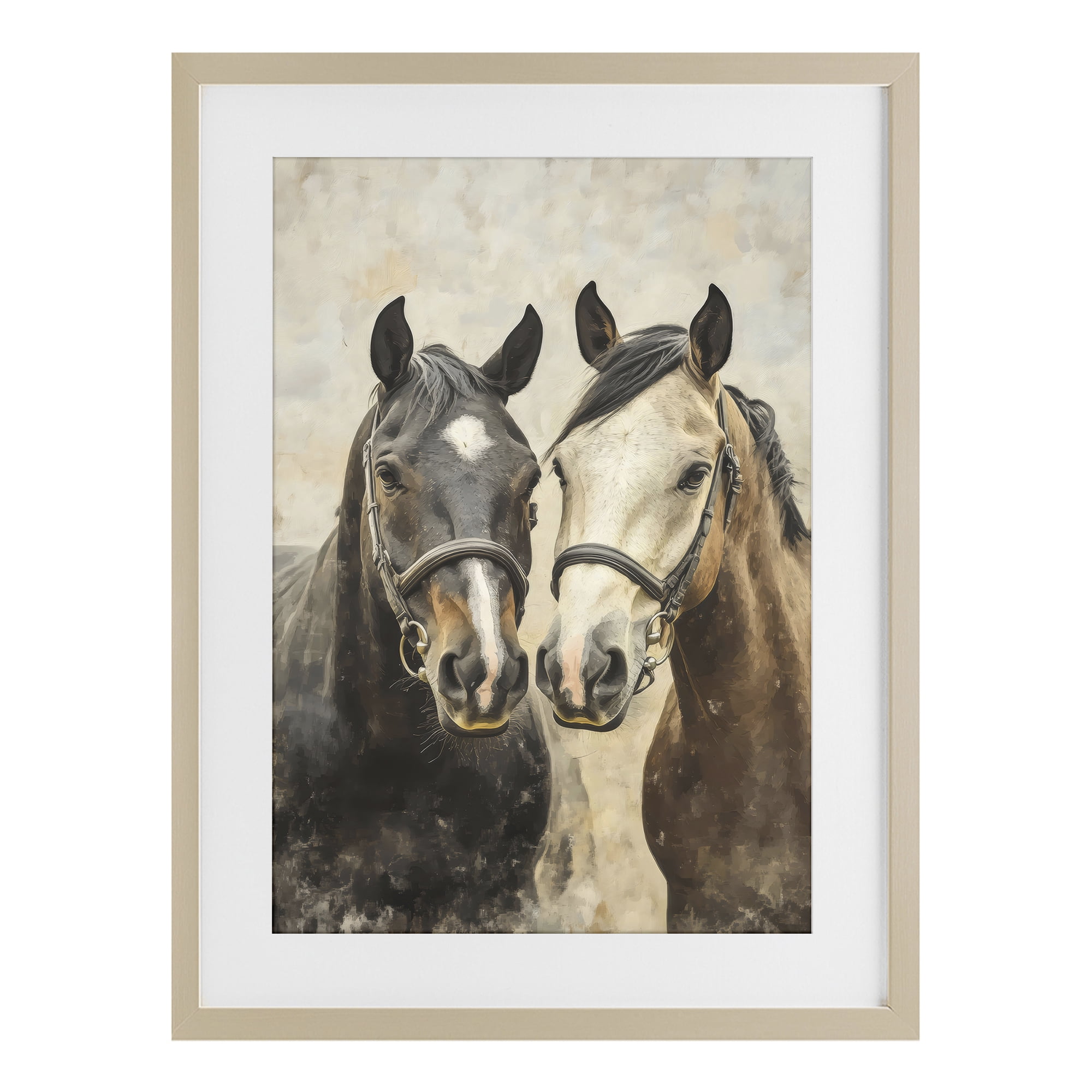 Stupell Industries Pair of Horses in Harmony Birch Framed Print Under Glass, design by Creative Studio