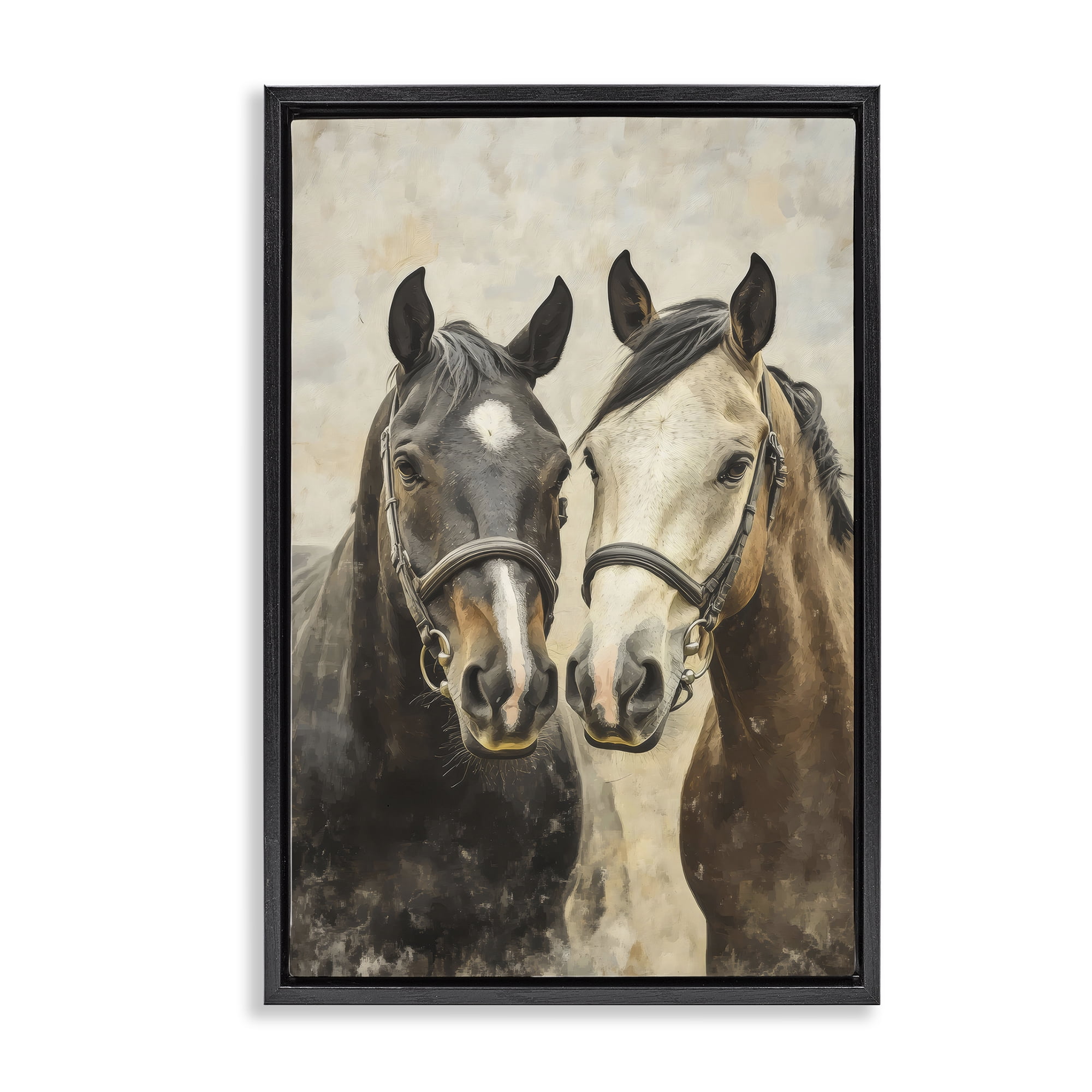 Stupell Industries Pair of Horses in Harmony Black Framed Floater Canvas Wall Art, design by Creative Studio