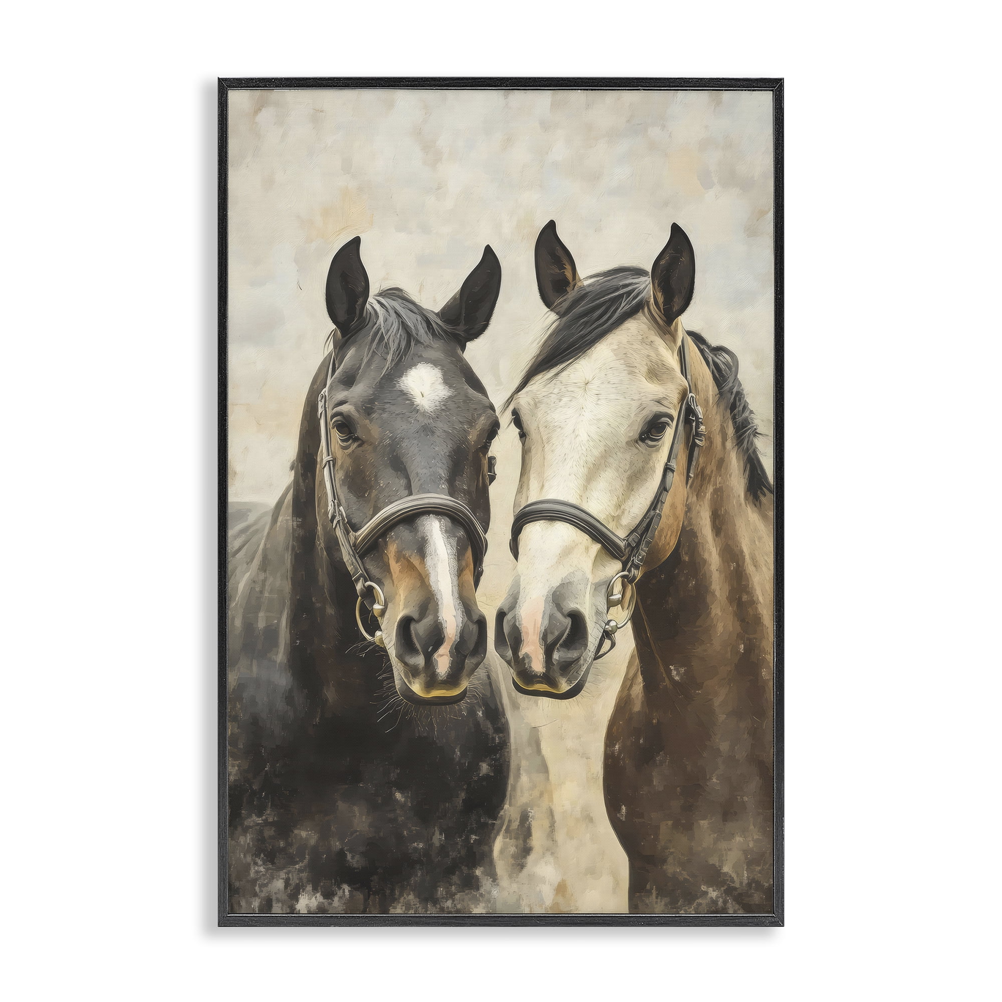 Stupell Industries Pair of Horses in Harmony Black Framed Giclee Art, design by Creative Studio