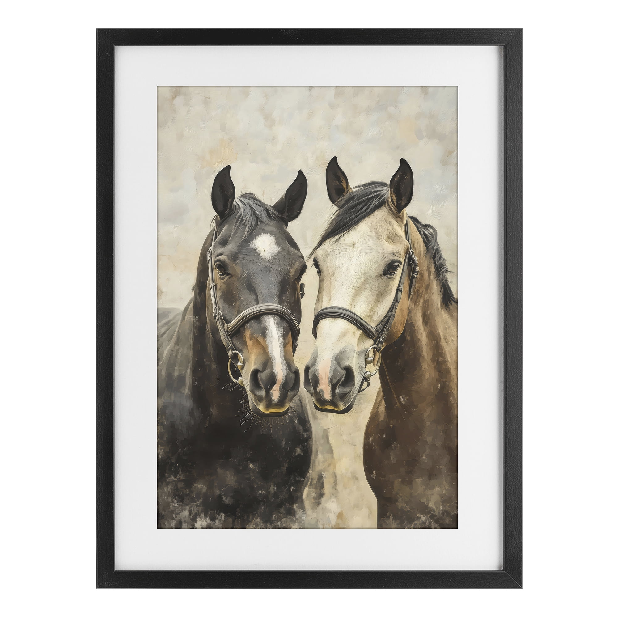 Stupell Industries Pair of Horses in Harmony Black Framed Print Under Glass, design by Creative Studio