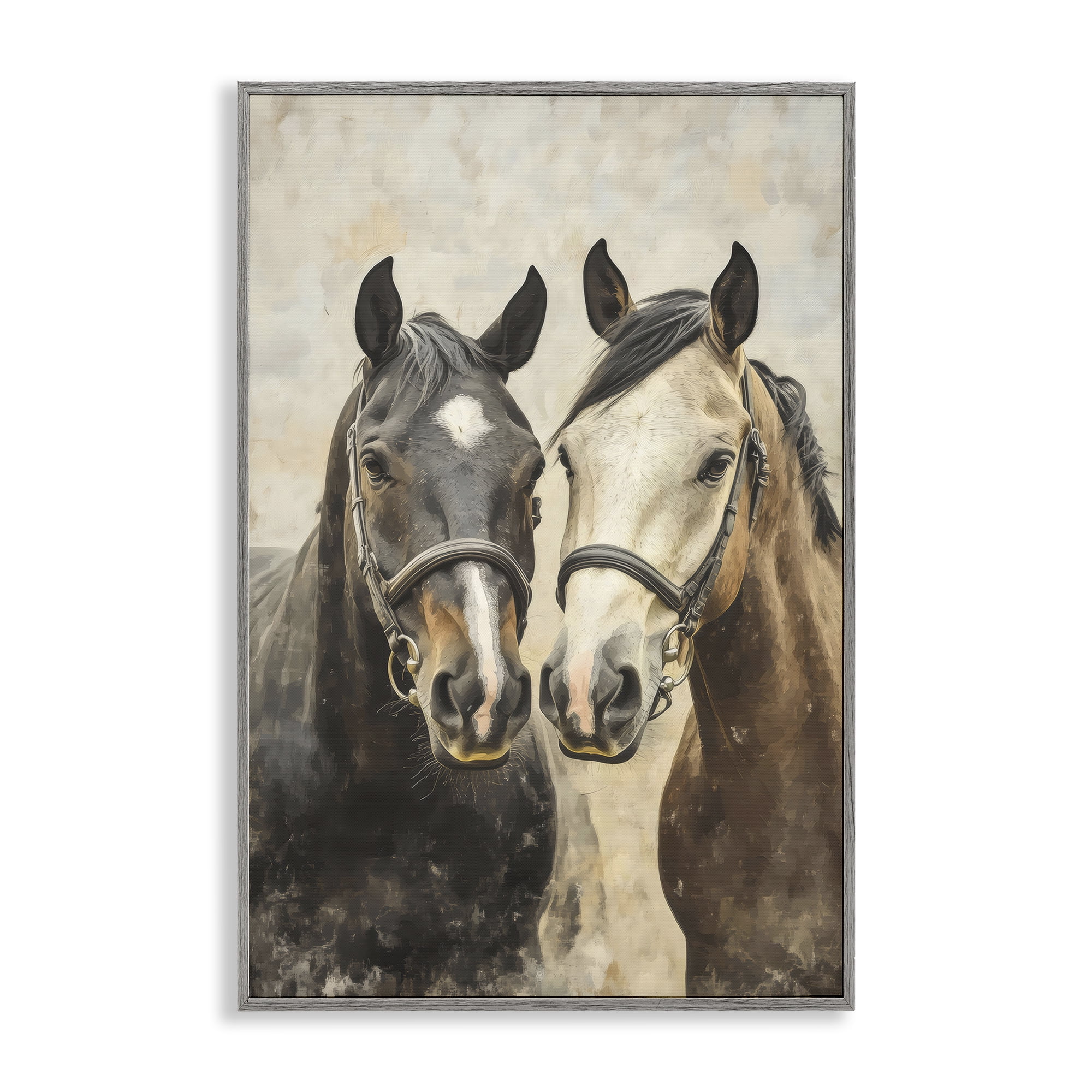 Stupell Industries Pair of Horses in Harmony Gray Framed Giclee Art, design by Creative Studio