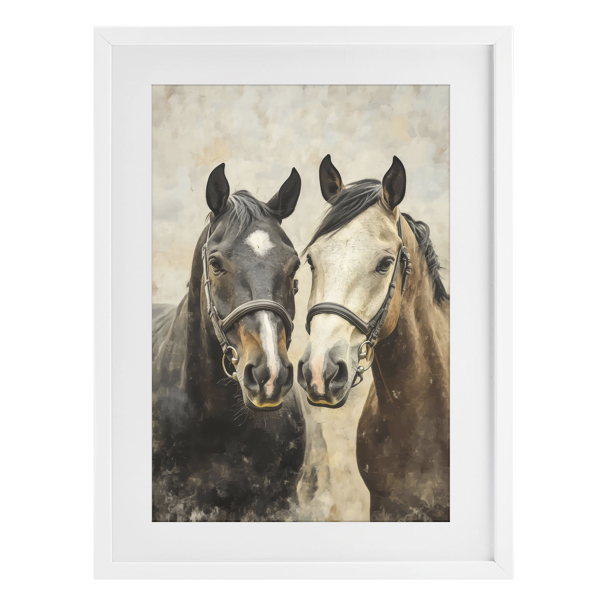 Stupell Industries Pair of Horses in Harmony White Framed Print Under Glass, design by Creative Studio