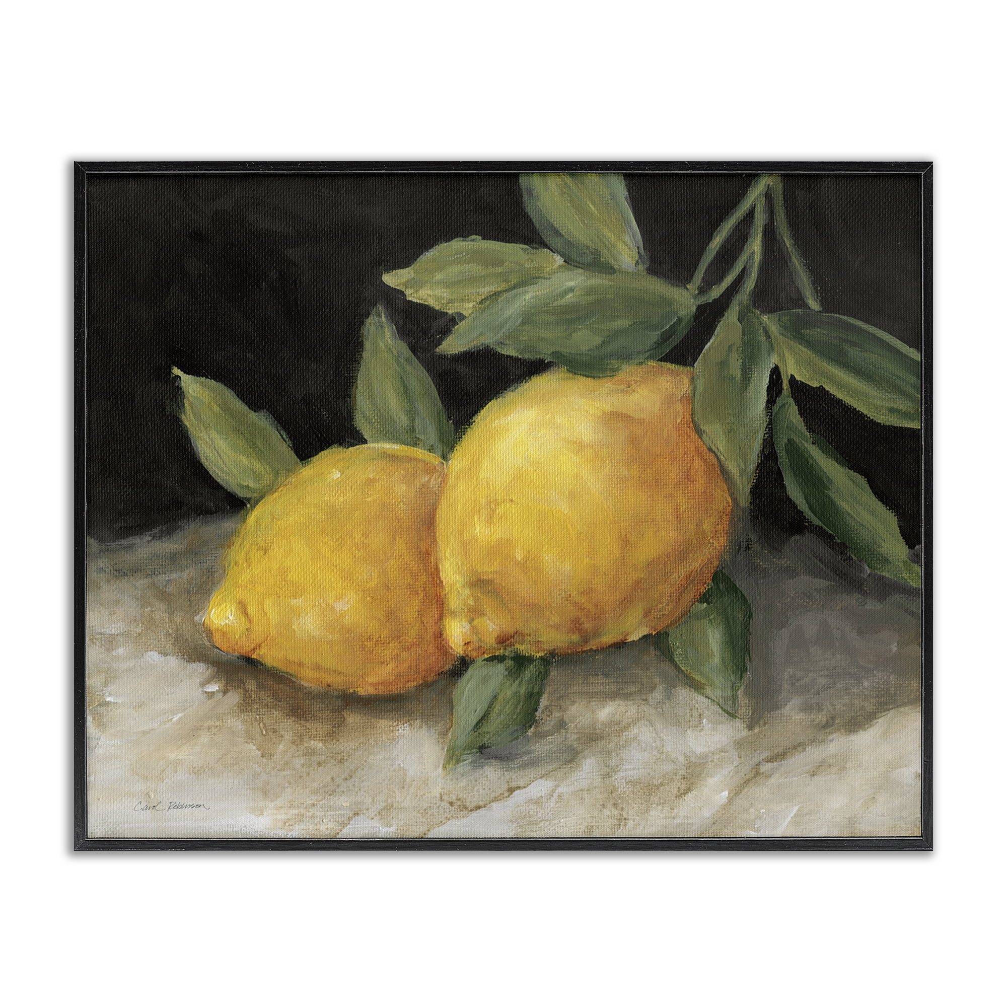Stupell Industries Pair of Lemons Still Life Food & Beverage Painting Black Framed Art Print Wall Art, 20 x 16