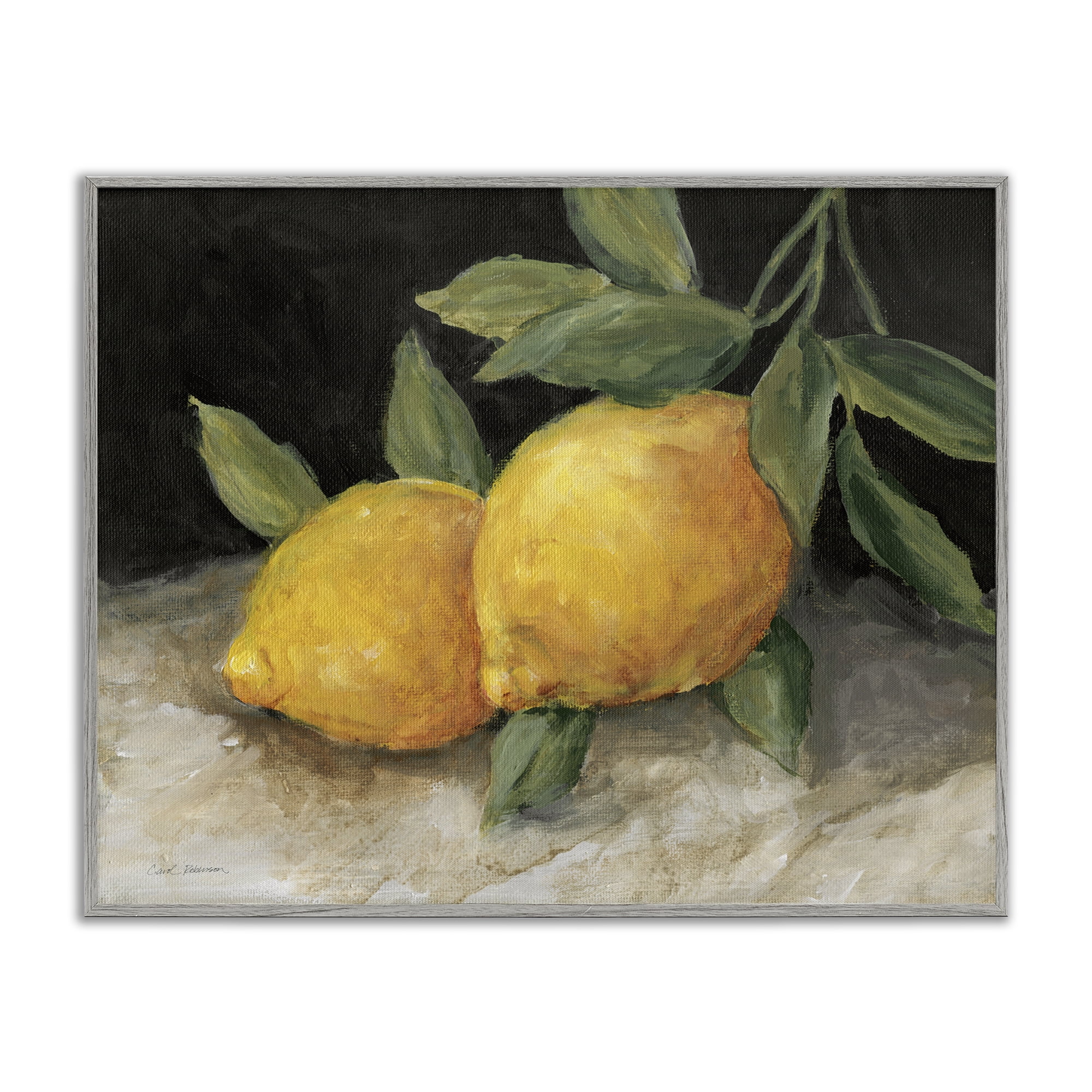 Stupell Industries Pair of Lemons Still Life Food & Beverage Painting Gray Framed Art Print Wall Art, 14 x 11