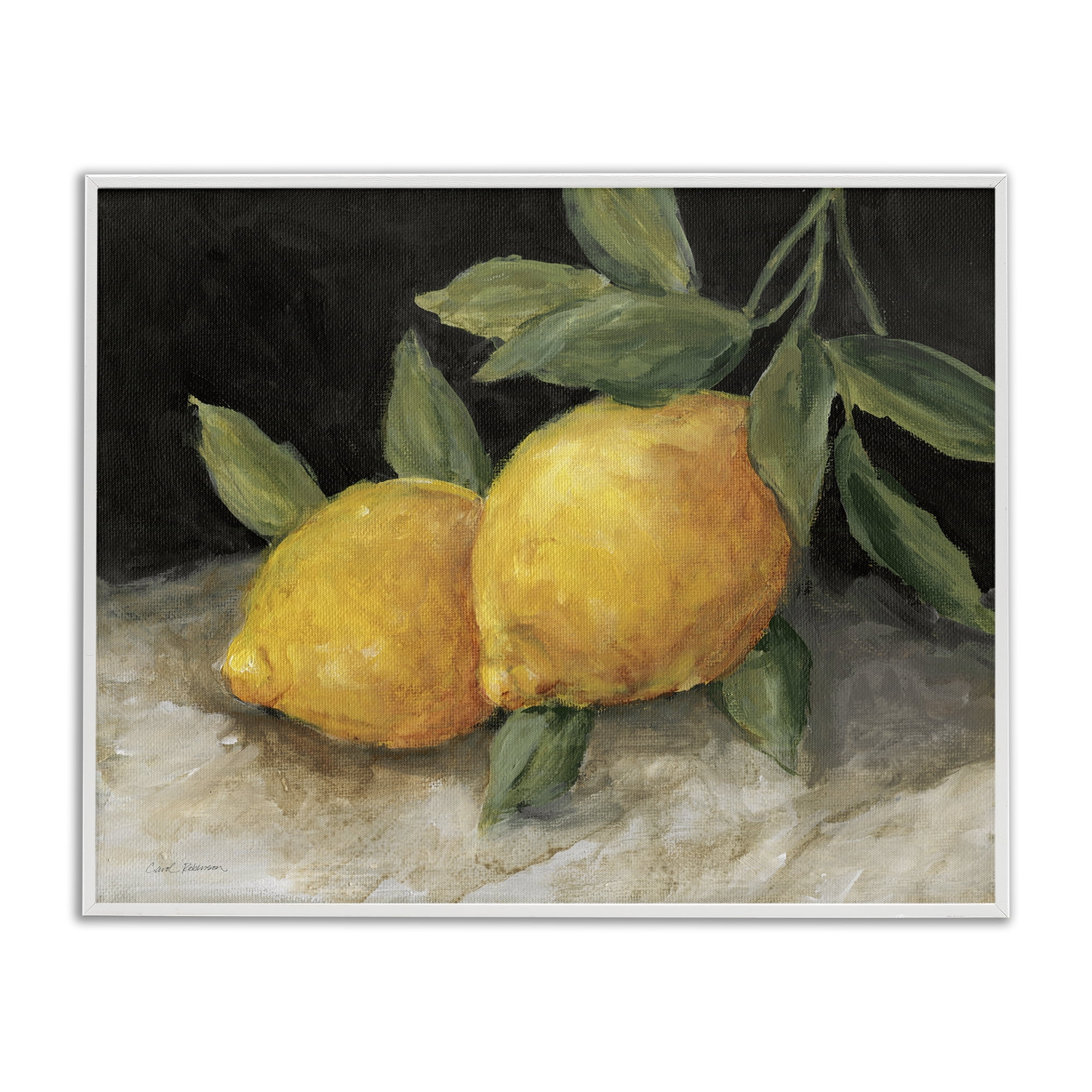 Stupell Industries Pair of Lemons Still Life Food & Beverage Painting White Framed Art Print Wall Art, 30 x 24