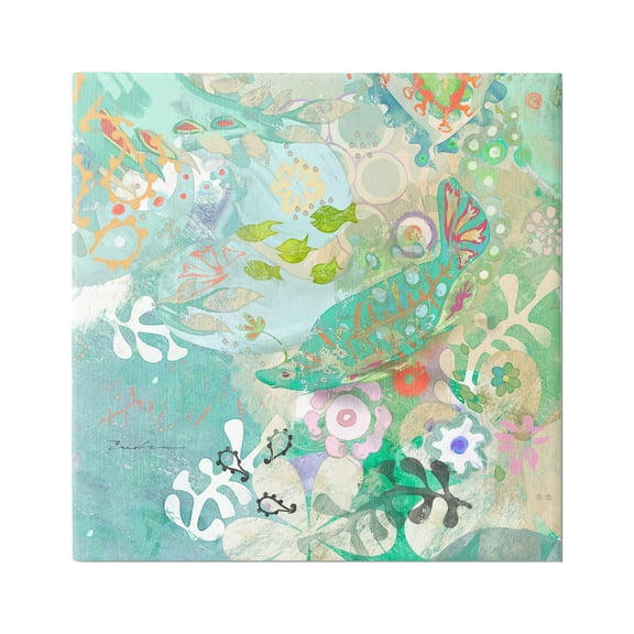 Stupell Industries Paisley Fish Pattern Animals & Insects Painting Gallery Wrapped Canvas Print Wall Art, 17 x 17