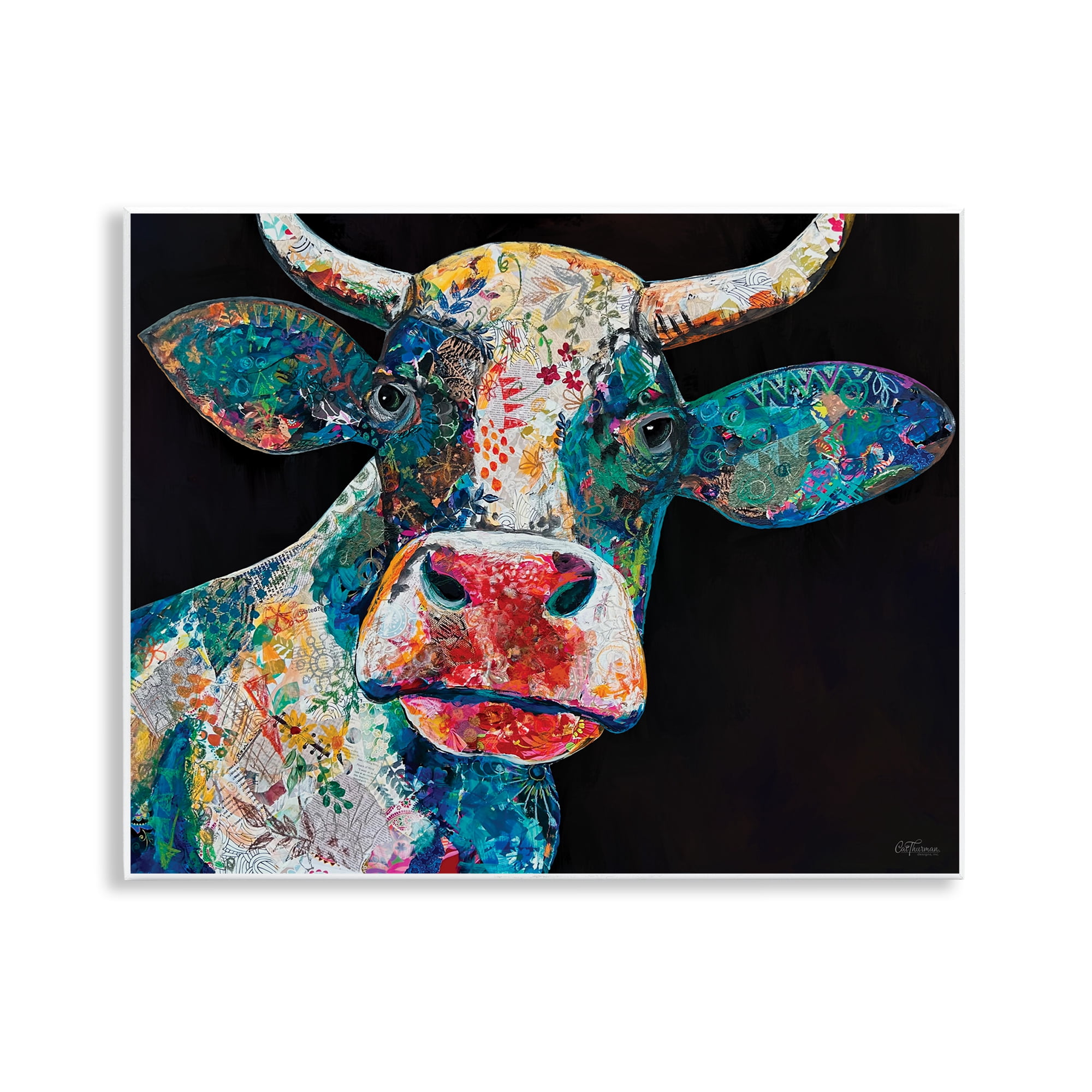 Stupell Industries Paisley Pattern Cow Animals & Insects Painting Unframed Art Print Wall Art, 14 x 11