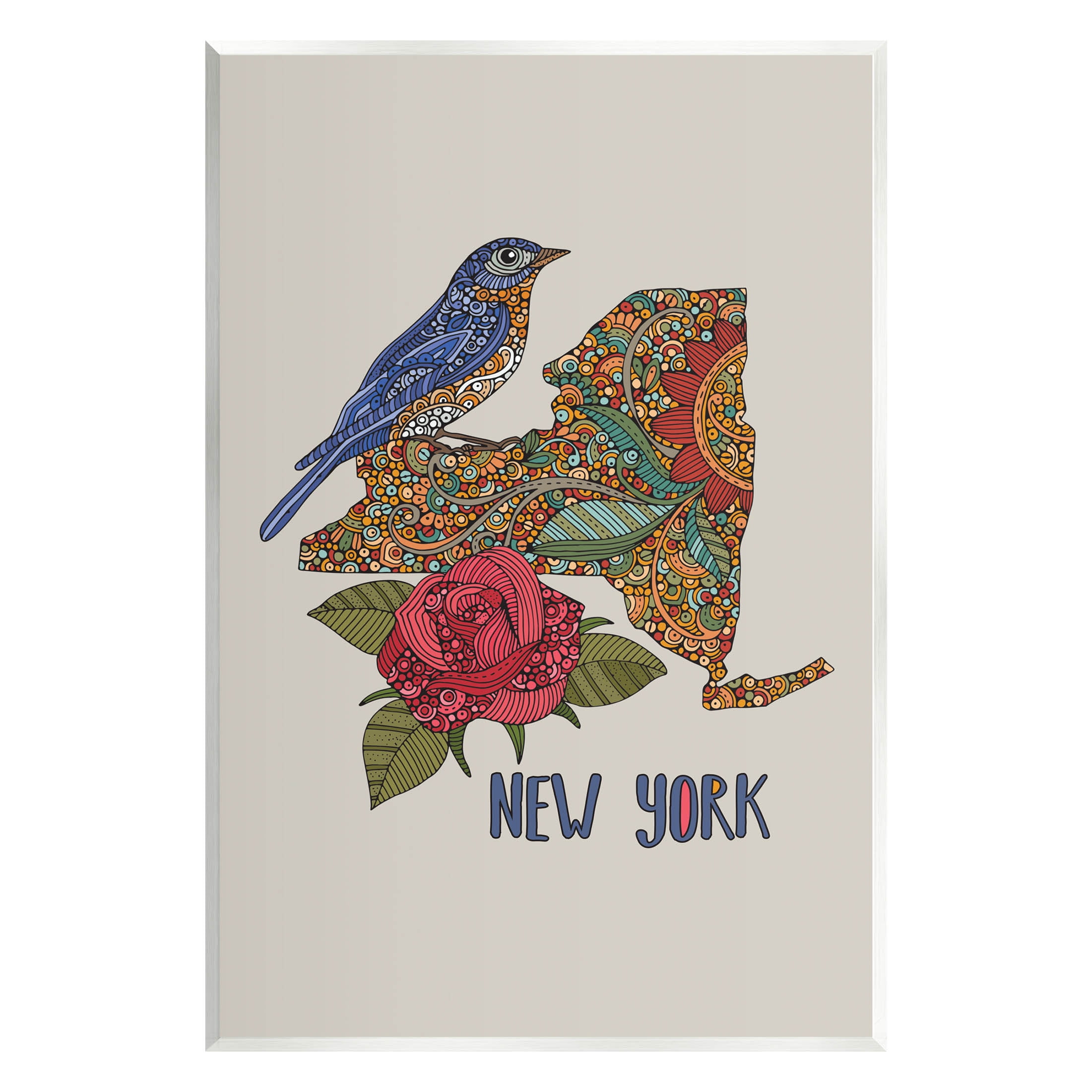 Stupell Industries Paisley Pattern New York State Graphic Art Unframed Art Print Wall Art, Design by Valentina Harper