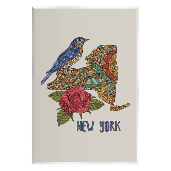 Stupell Industries Paisley Pattern New York State Graphic Art Unframed Art Print Wall Art, Design by Valentina Harper