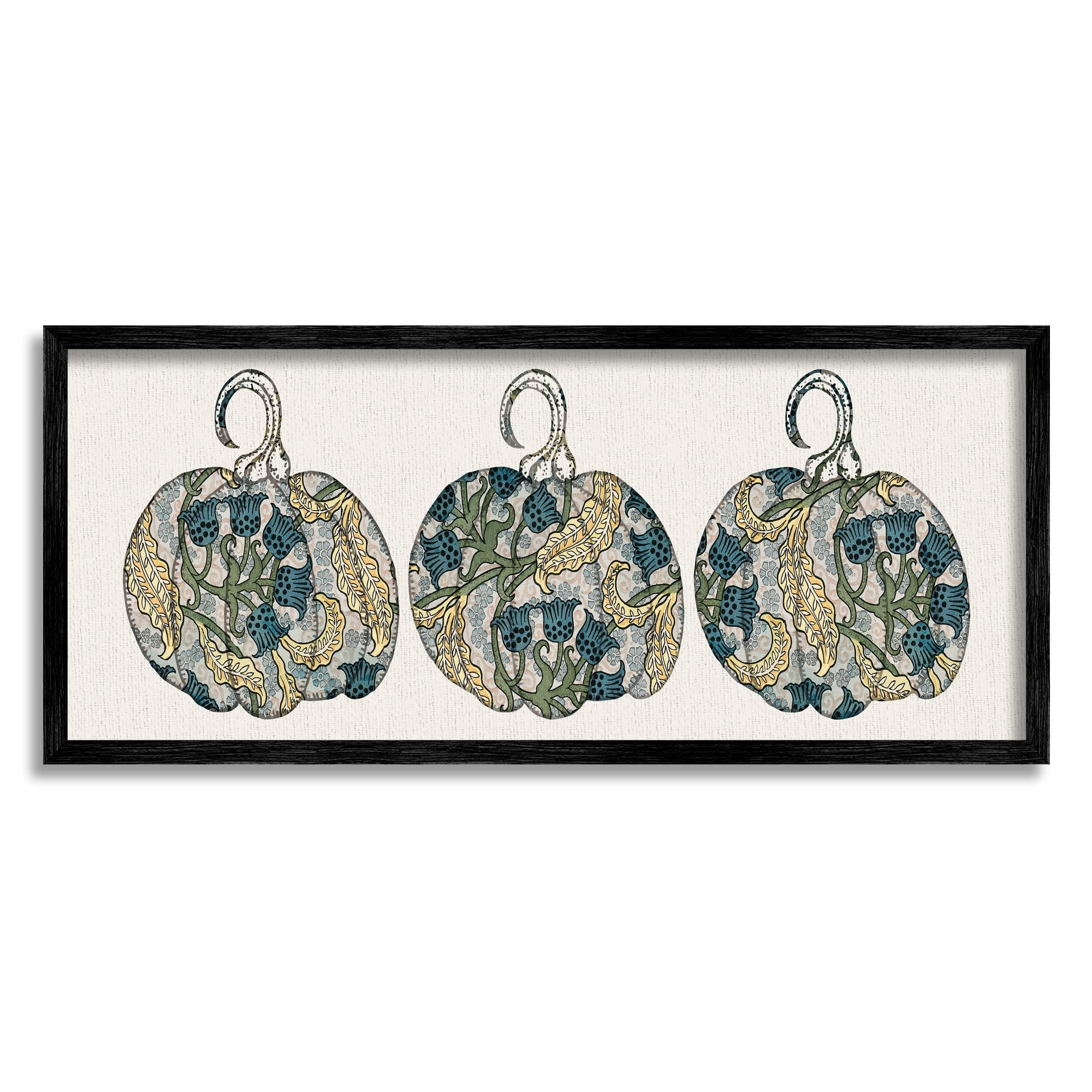 Stupell Industries Paisley Pattern Pumpkin Trio Bluebell Floral Illustration, 24 x 10,Design by Daphne Polselli