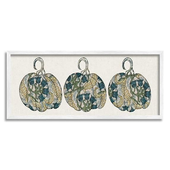 Stupell Industries Paisley Pattern Pumpkin Trio Bluebell Floral Illustration, 30 x 13,Design by Daphne Polselli