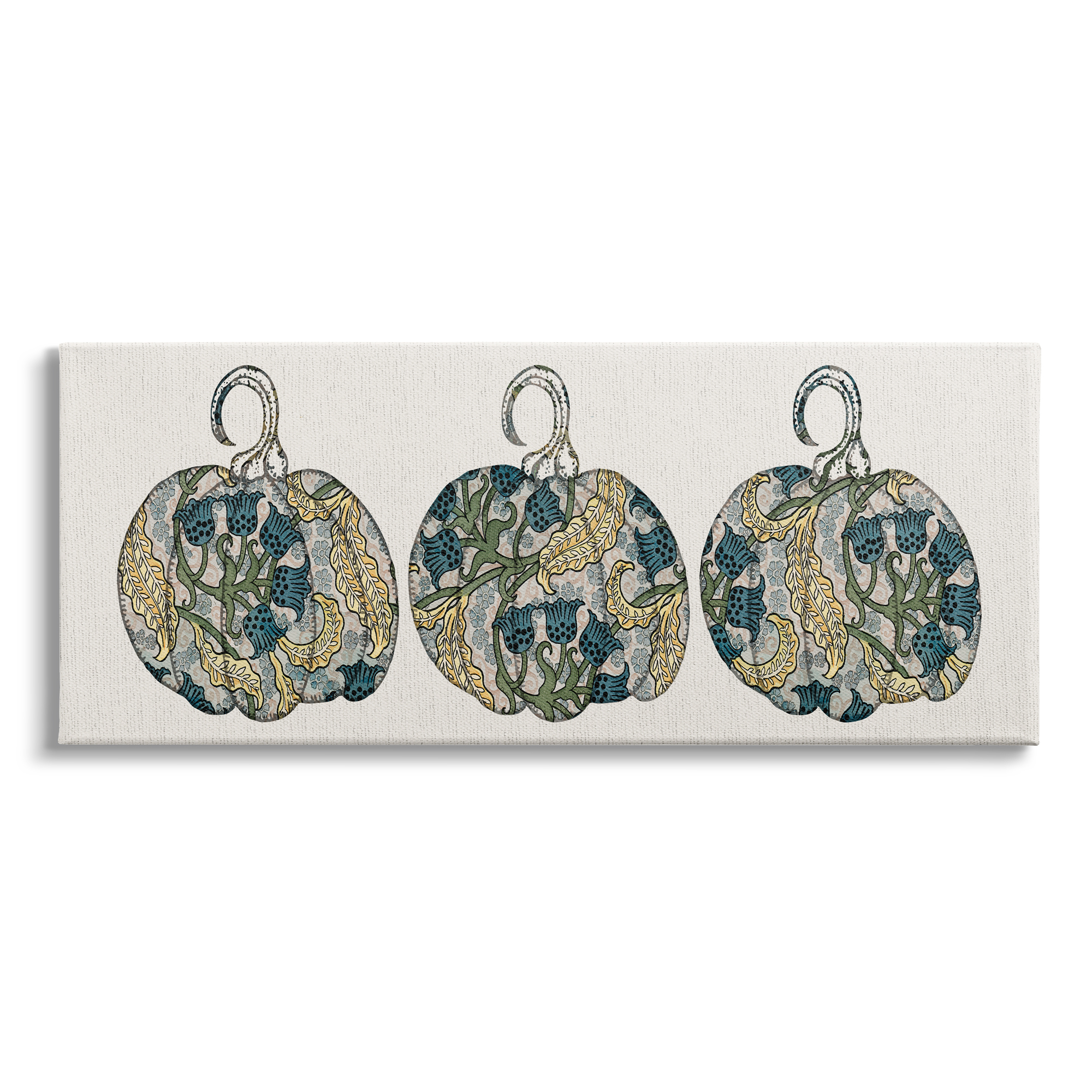 Stupell Industries Paisley Pattern Pumpkin Trio Bluebell Floral Illustration, 40 x 17,Design by Daphne Polselli