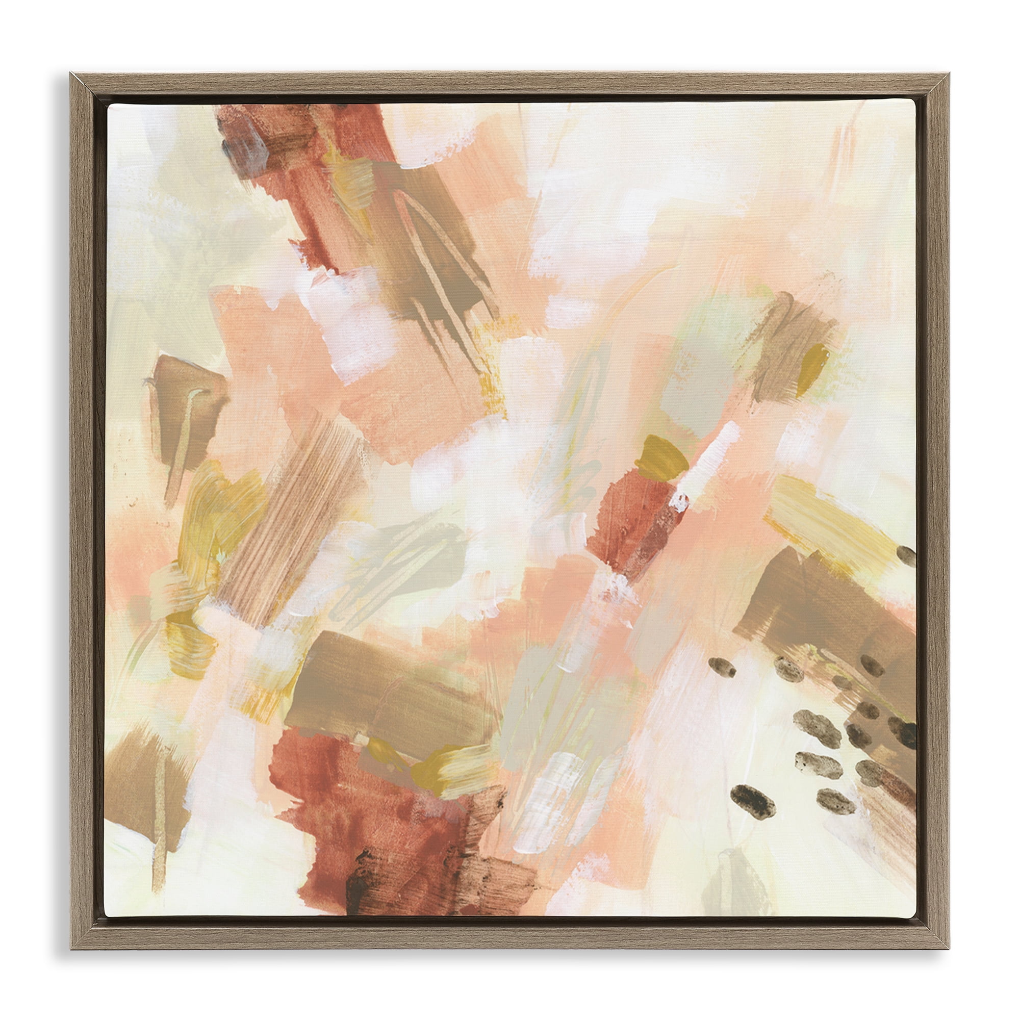 Stupell Industries Pale Abstract with Speckles Abstract Painting Brown Floater Framed Canvas Art Print Wall Art, 25 x 25