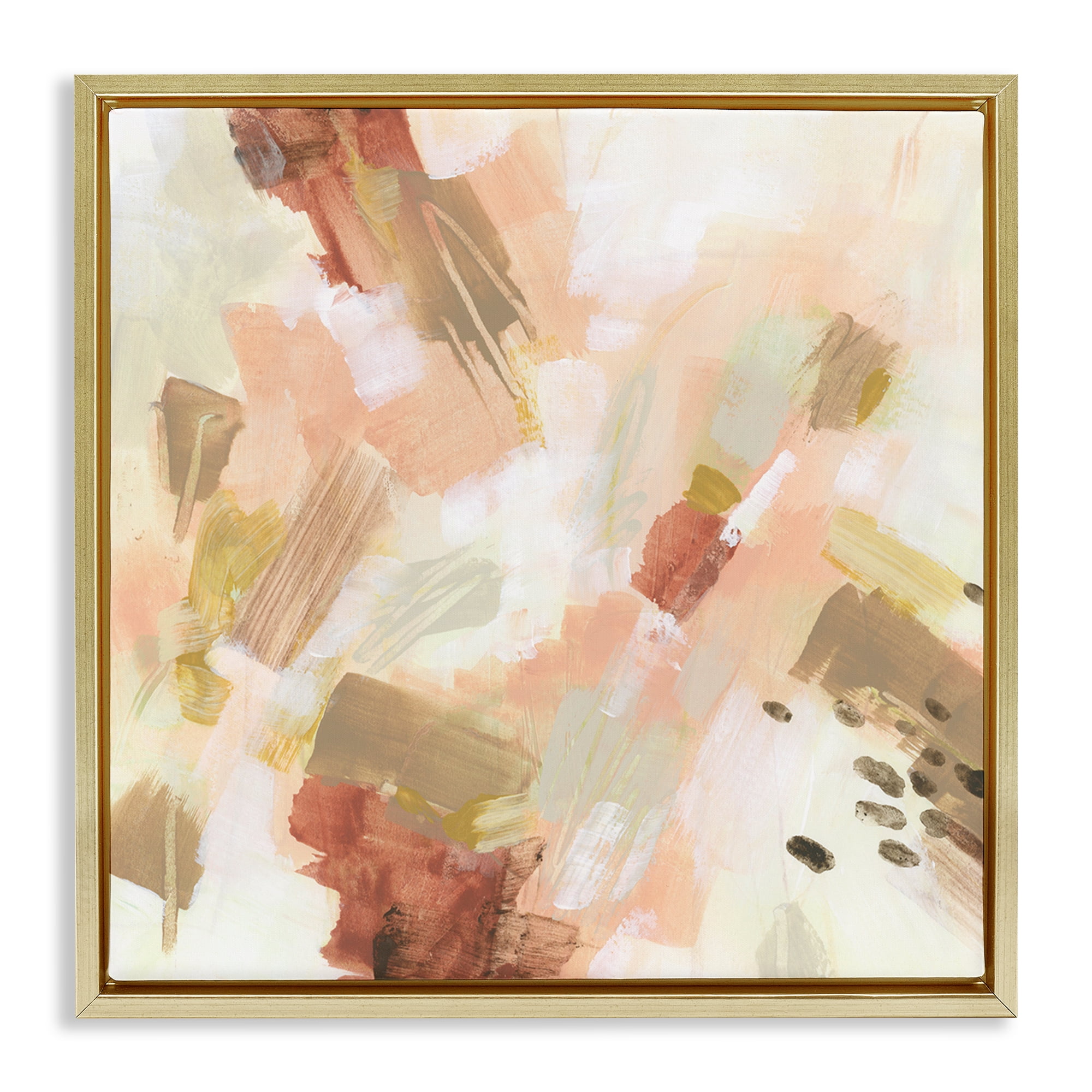 Stupell Industries Pale Abstract with Speckles Abstract Painting Gold Floater Framed Canvas Art Print Wall Art, 25 x 25