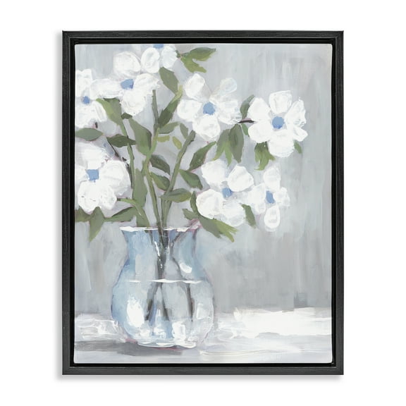 Stupell Industries Pale Blossom Bouquet Botanical & Floral Painting Black Floater Framed Art Print Wall Art, 17 x 21