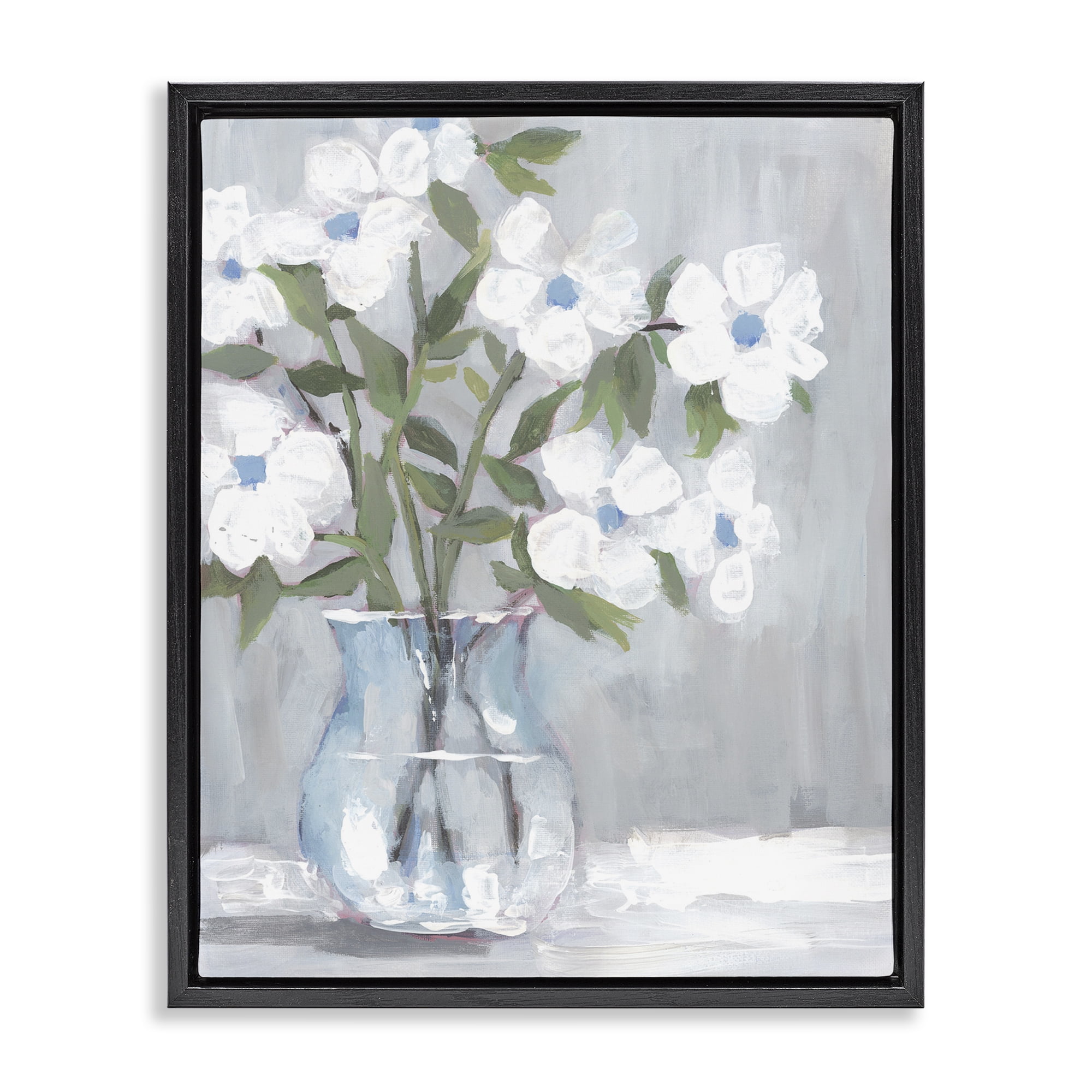 Stupell Industries Pale Blossom Bouquet Botanical & Floral Painting Black Floater Framed Art Print Wall Art, 25 x 31