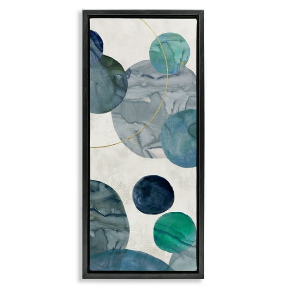 Stupell Industries Pale Cool Tones Circles Black Framed Floater Canvas Wall Art design by Jacob Q, 25 x 11