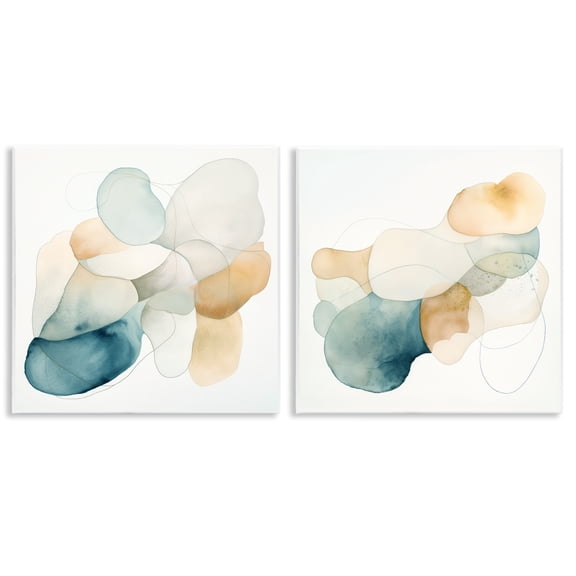 Stupell Industries Pale Earth Tone Arrangement Abstract Painting Unframed Art Print Wall Art, 12 x 12, Set of 2