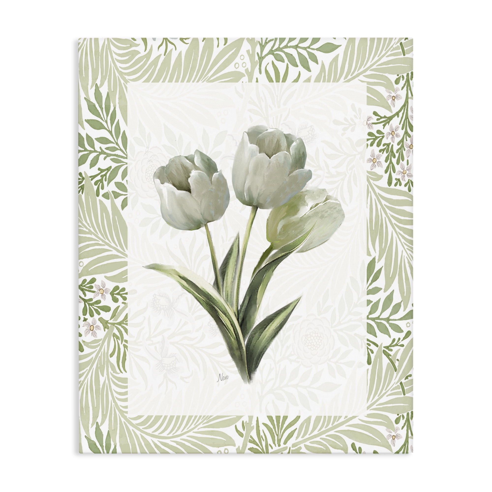 Stupell Industries Pale Green Tulip Trio Canvas Wall Art, design by Nan