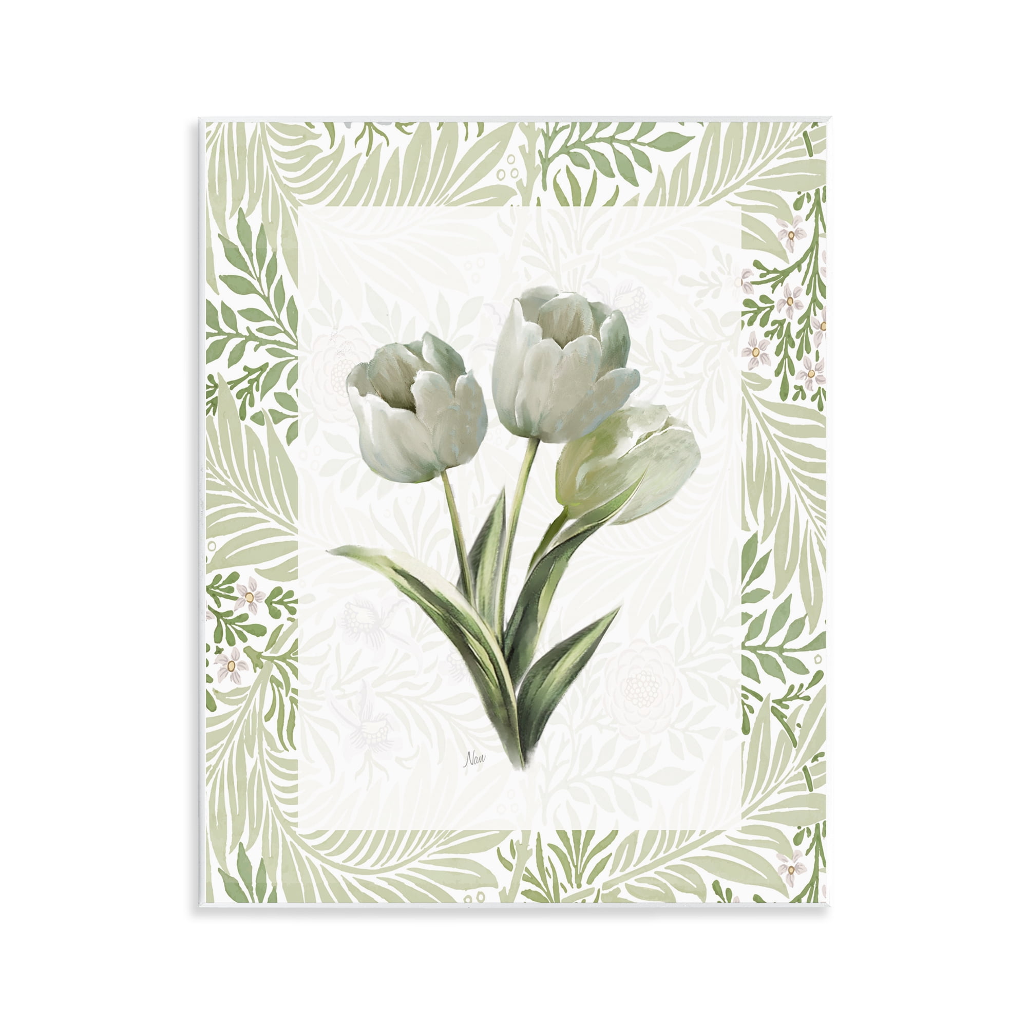 Stupell Industries Pale Green Tulip Trio Wall Plaque Art, design by Nan