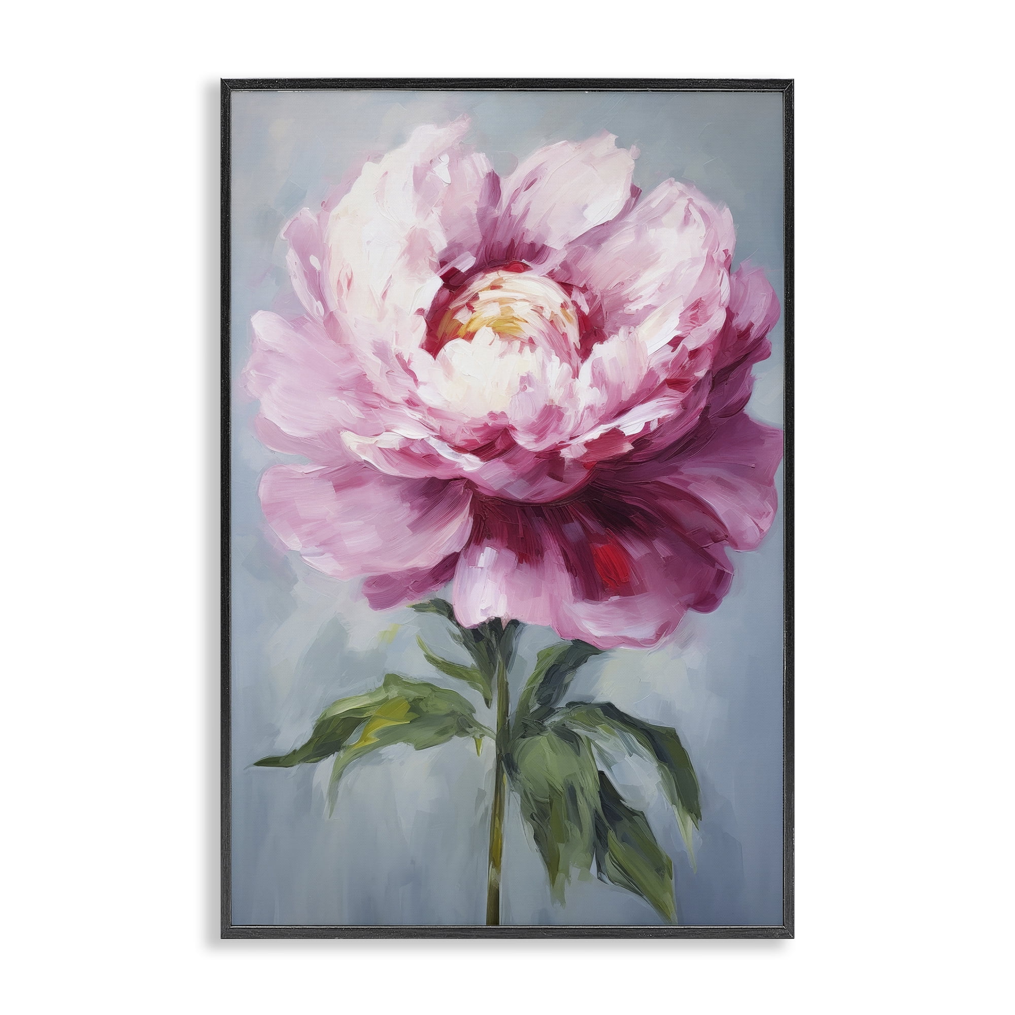 Stupell Industries Pale Pink Floral Botanical & Floral Painting Black Framed Art Print Wall Art, 20 x 30
