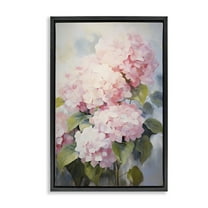 Stupell Industries Pale Pink Hydrangea Botanical & Floral Painting Black Floater Framed Art Print Wall Art, 17 x 25