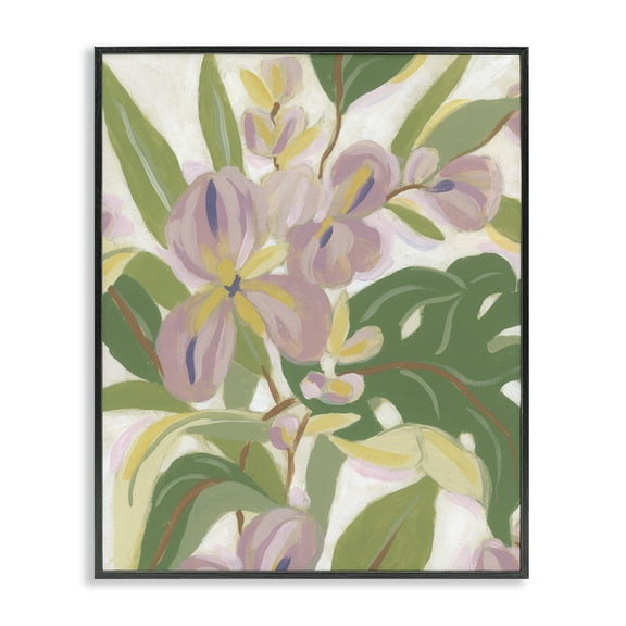 Stupell Industries Pale Trillium & Leaves Plants & Flowers Painting Black Framed Art Print Wall Art, 11 x 14