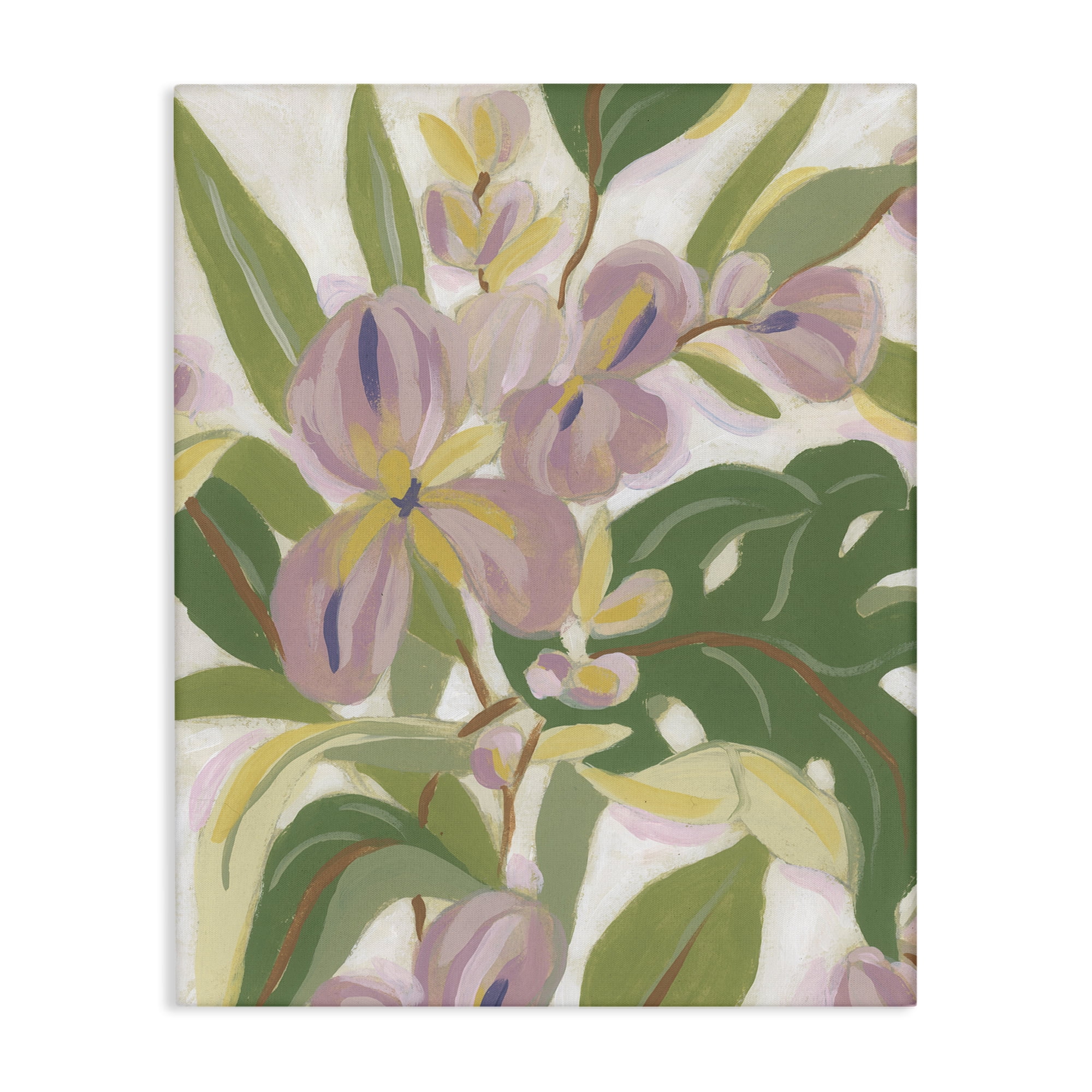 Stupell Industries Pale Trillium & Leaves Plants & Flowers Painting Wrapped Canvas Art Print Wall Art, 16 x 20
