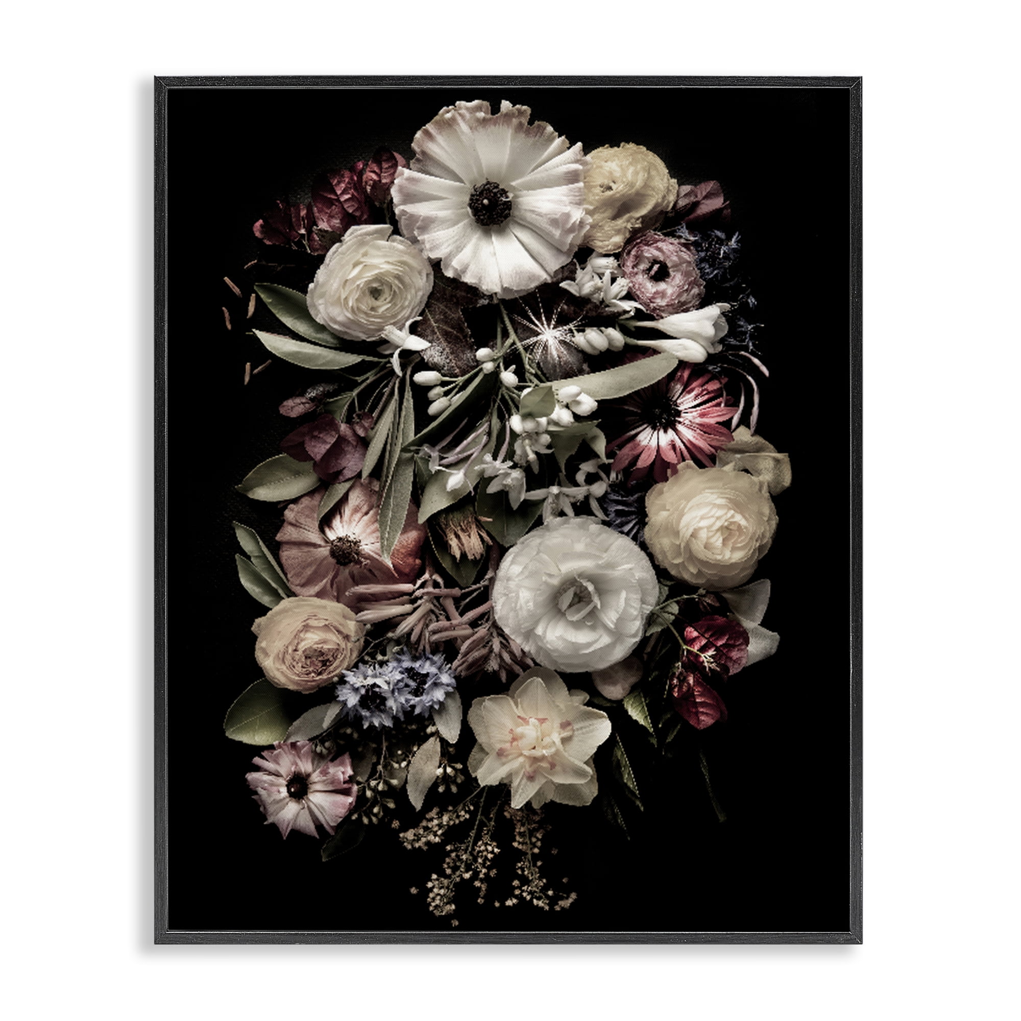 Stupell Industries Pale Yellow Roses Cluster Black Framed Giclee Art, design by Carl Kravats