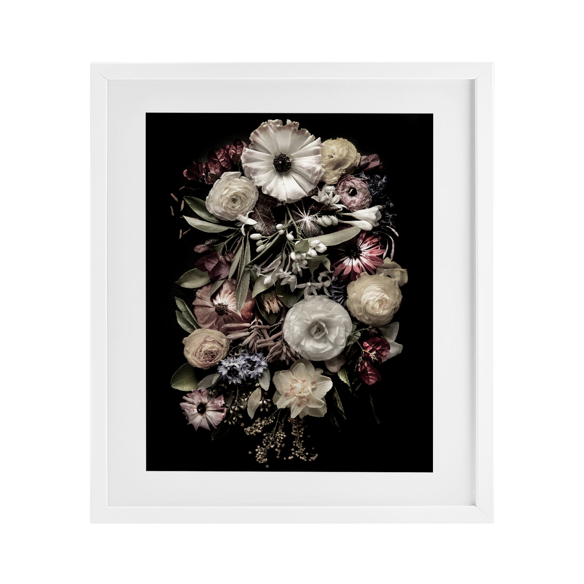 Stupell Industries Pale Yellow Roses Cluster White Framed Print Under Glass, design by Carl Kravats