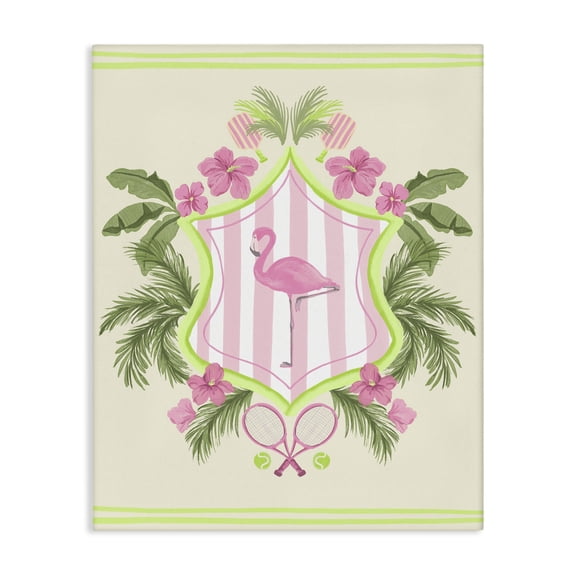 Stupell Industries Palm Beach Flamingo Emblem Sports Painting Wrapped Canvas Art Print Wall Art, 24 x 30