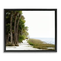 Stupell Industries Palm Beach Path Landscape Photography Black Floater Framed Canvas Art Print Wall Art, 21 x 17