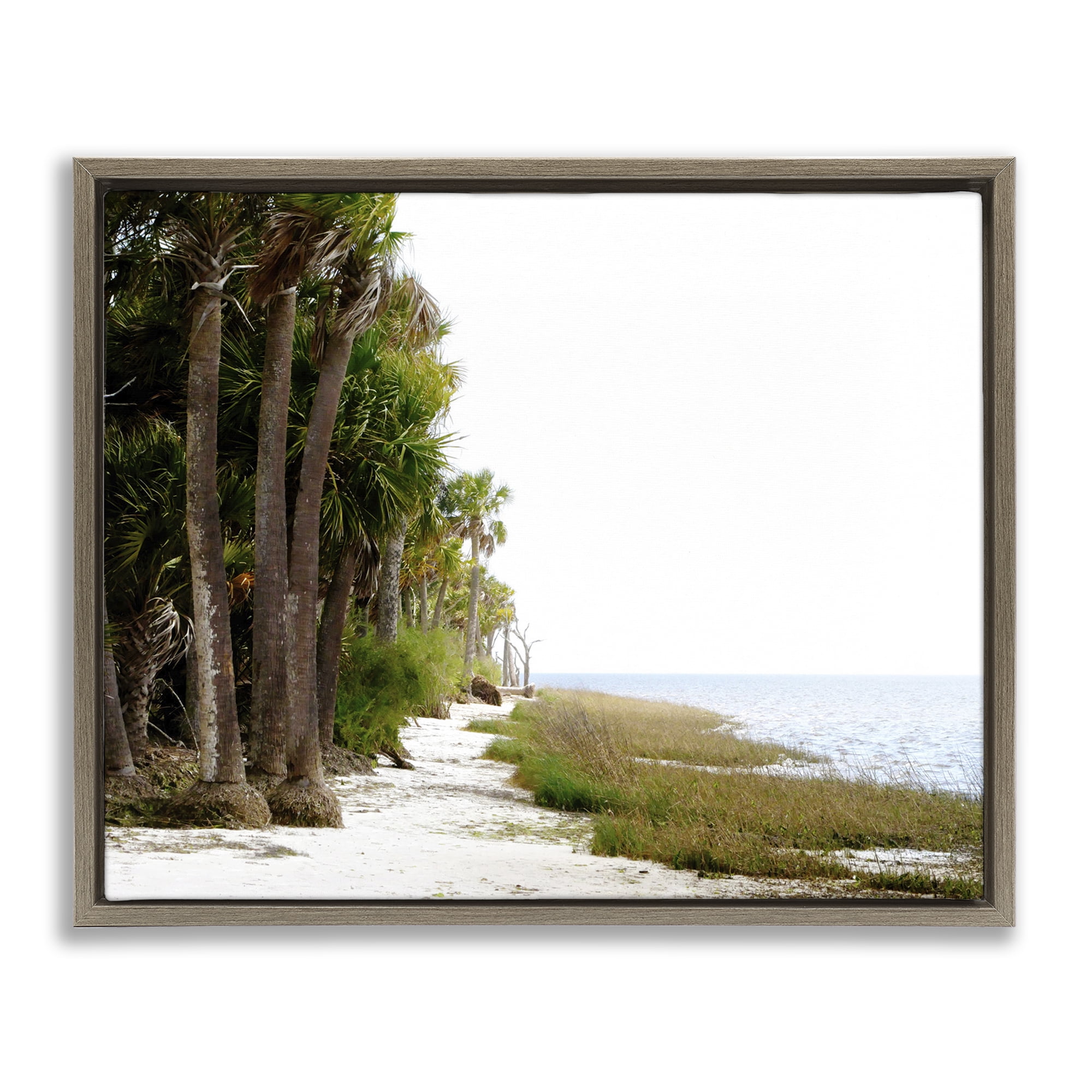 Stupell Industries Palm Beach Path Landscape Photography Brown Floater Framed Canvas Art Print Wall Art, 21 x 17