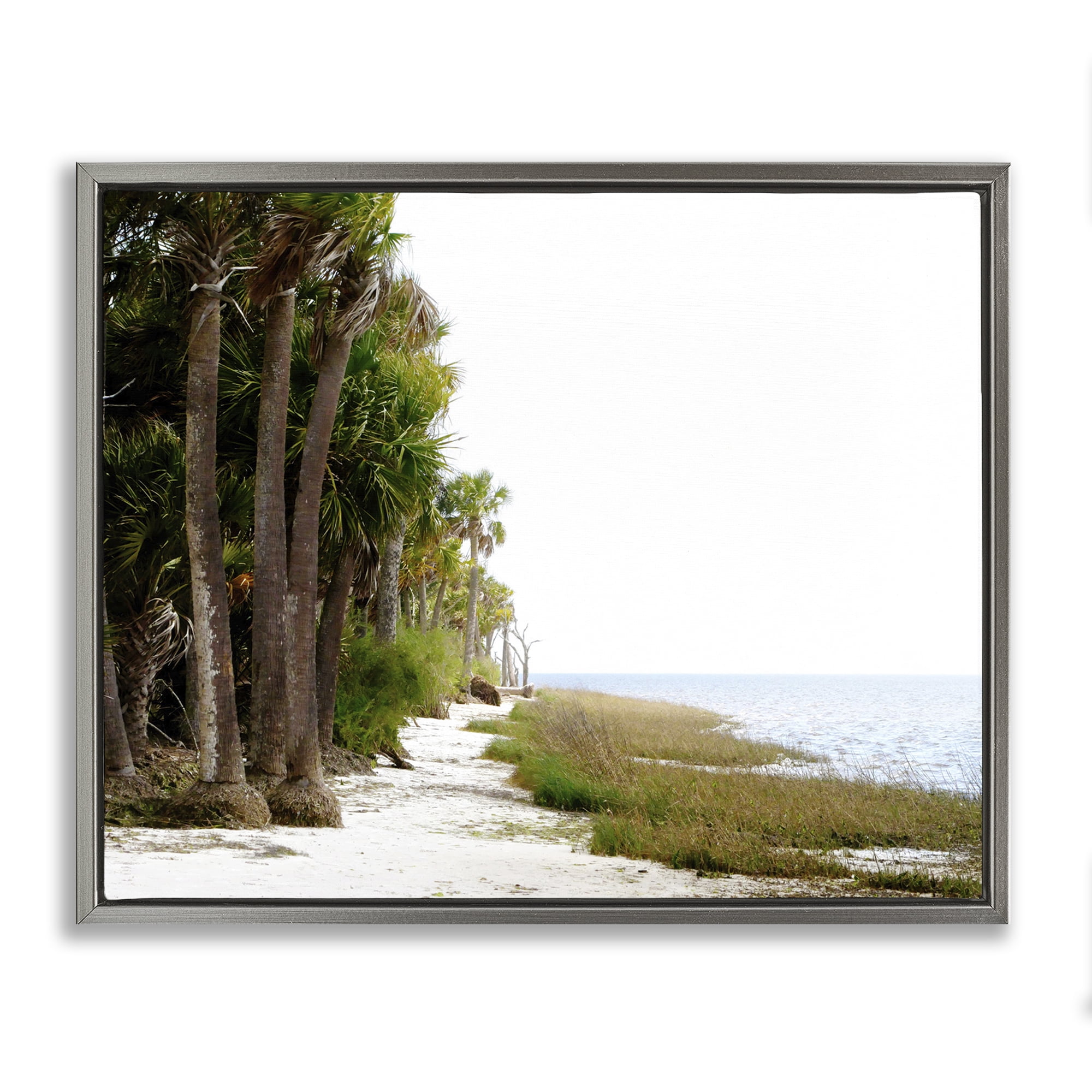Stupell Industries Palm Beach Path Landscape Photography Gray Floater Framed Canvas Art Print Wall Art, 31 x 25