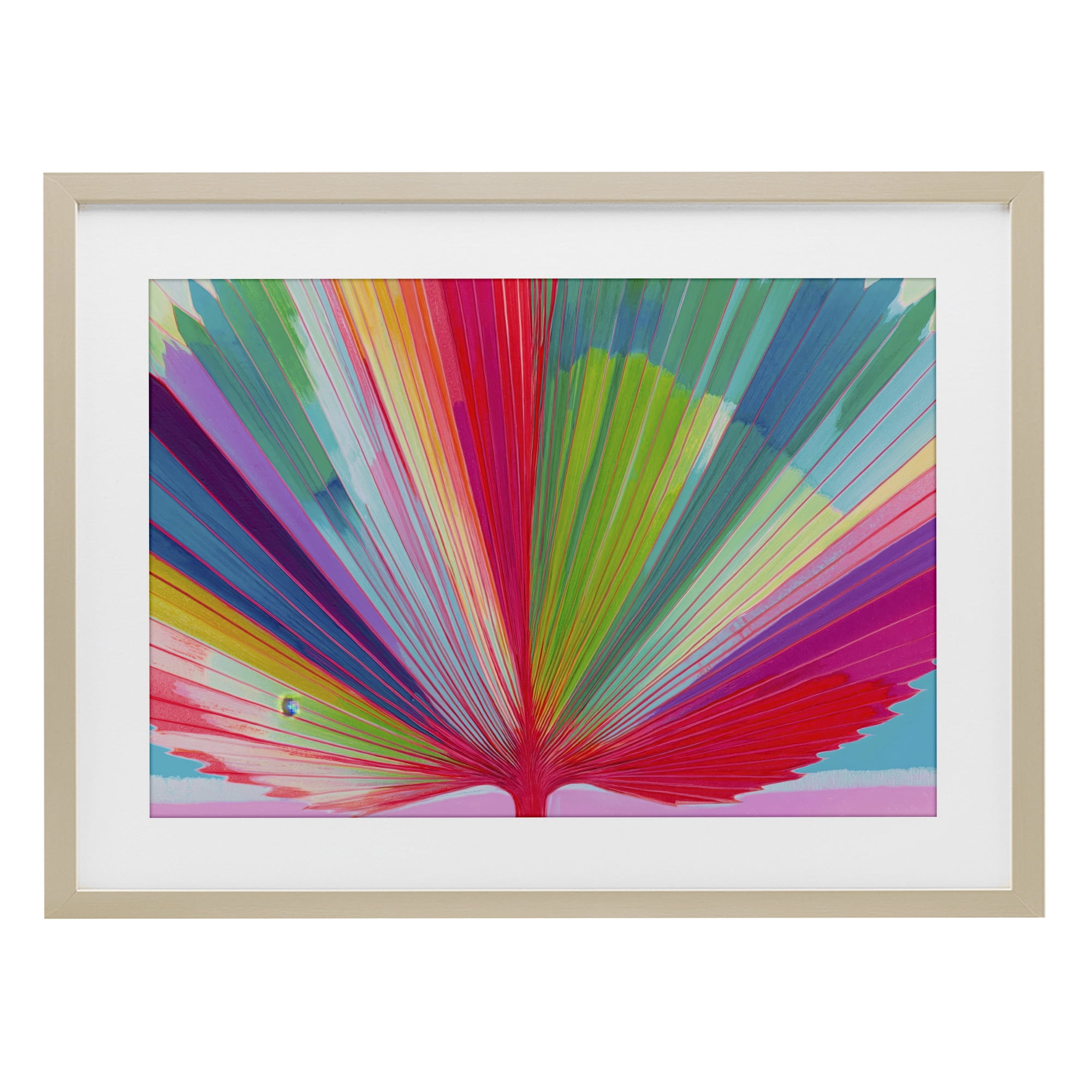 Stupell Industries Palm Fan In Spectrum Birch Framed Print Under Glass, design by Chromatic Storm Studio